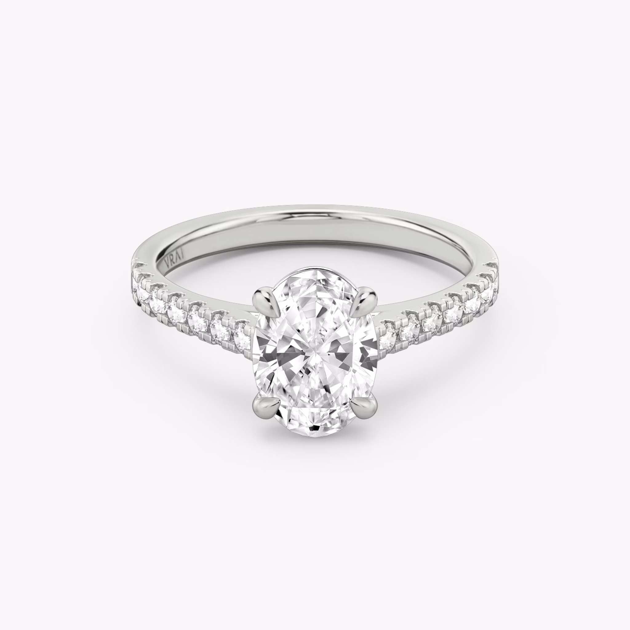 The Cathedral | Oval | 18k | White Gold | bandAccent: Pavé | diamondOrientation: vertical | caratWeight: other