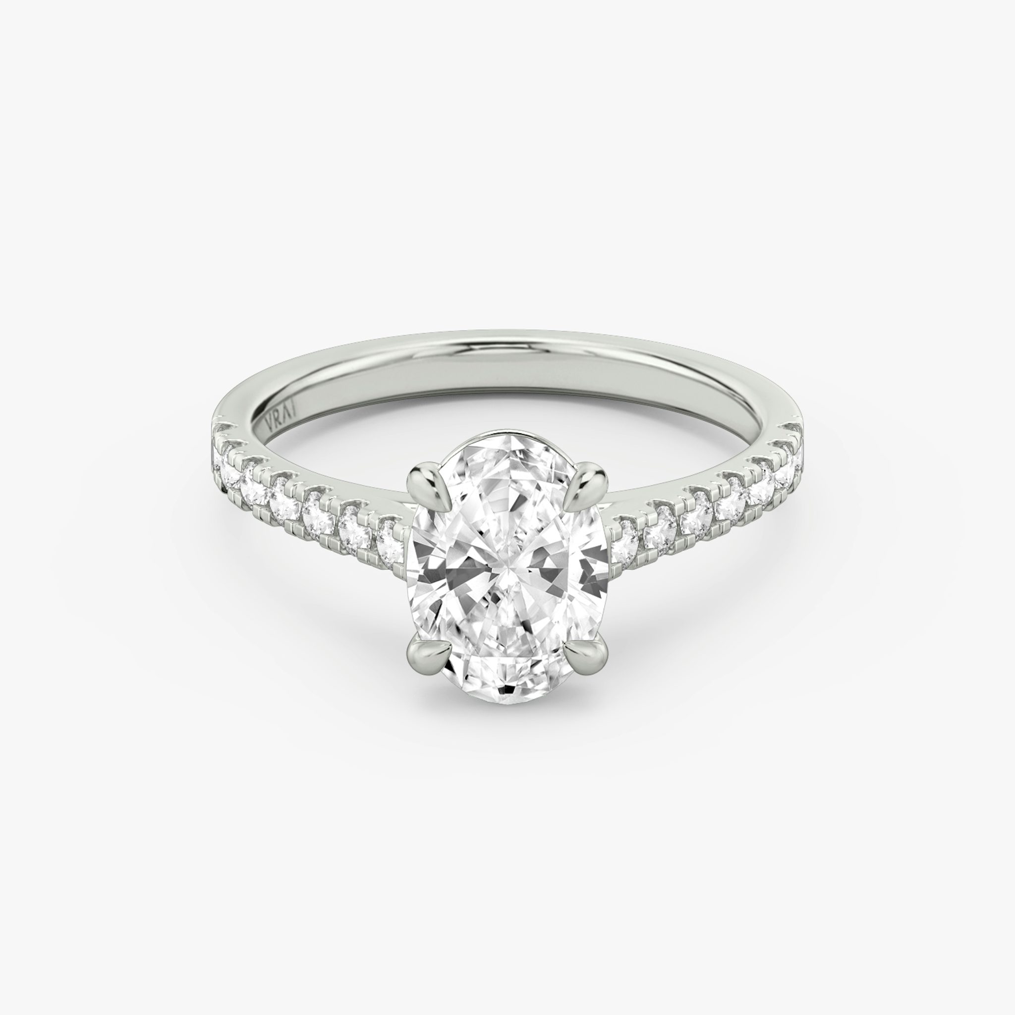 The Cathedral | Oval | 18k | White Gold | bandAccent: Pavé | diamondOrientation: vertical | caratWeight: other