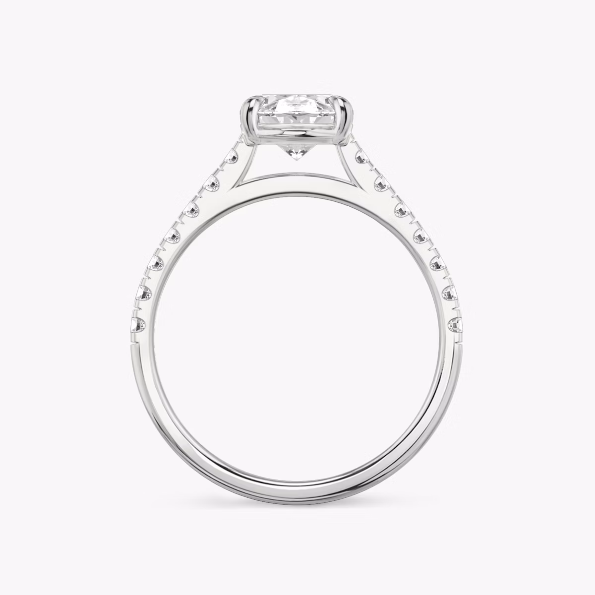 The Cathedral | Oval | 18k | White Gold | bandAccent: Pavé | diamondOrientation: vertical | caratWeight: other