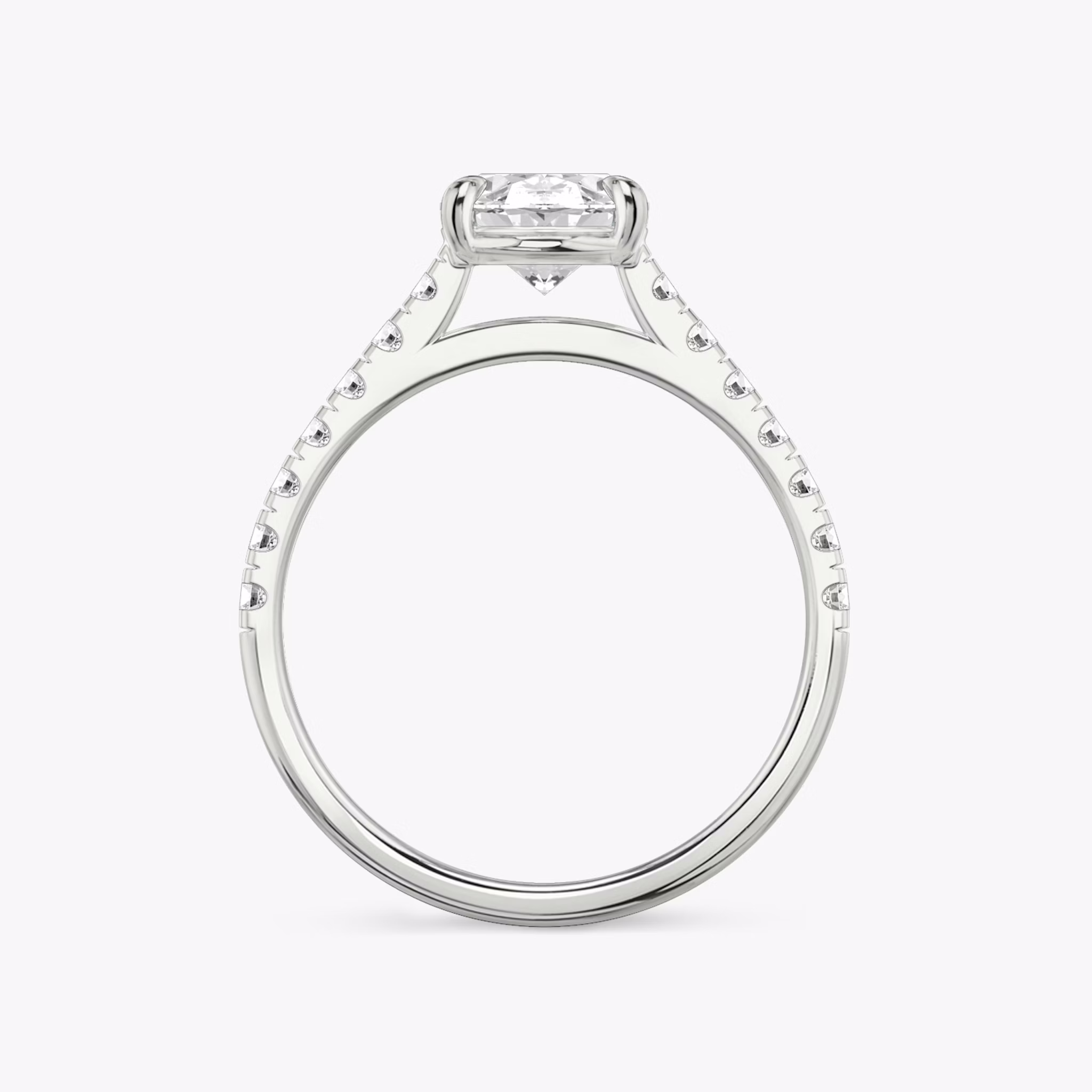 The Cathedral | Oval | 18k | White Gold | bandAccent: Pavé | diamondOrientation: vertical | caratWeight: other