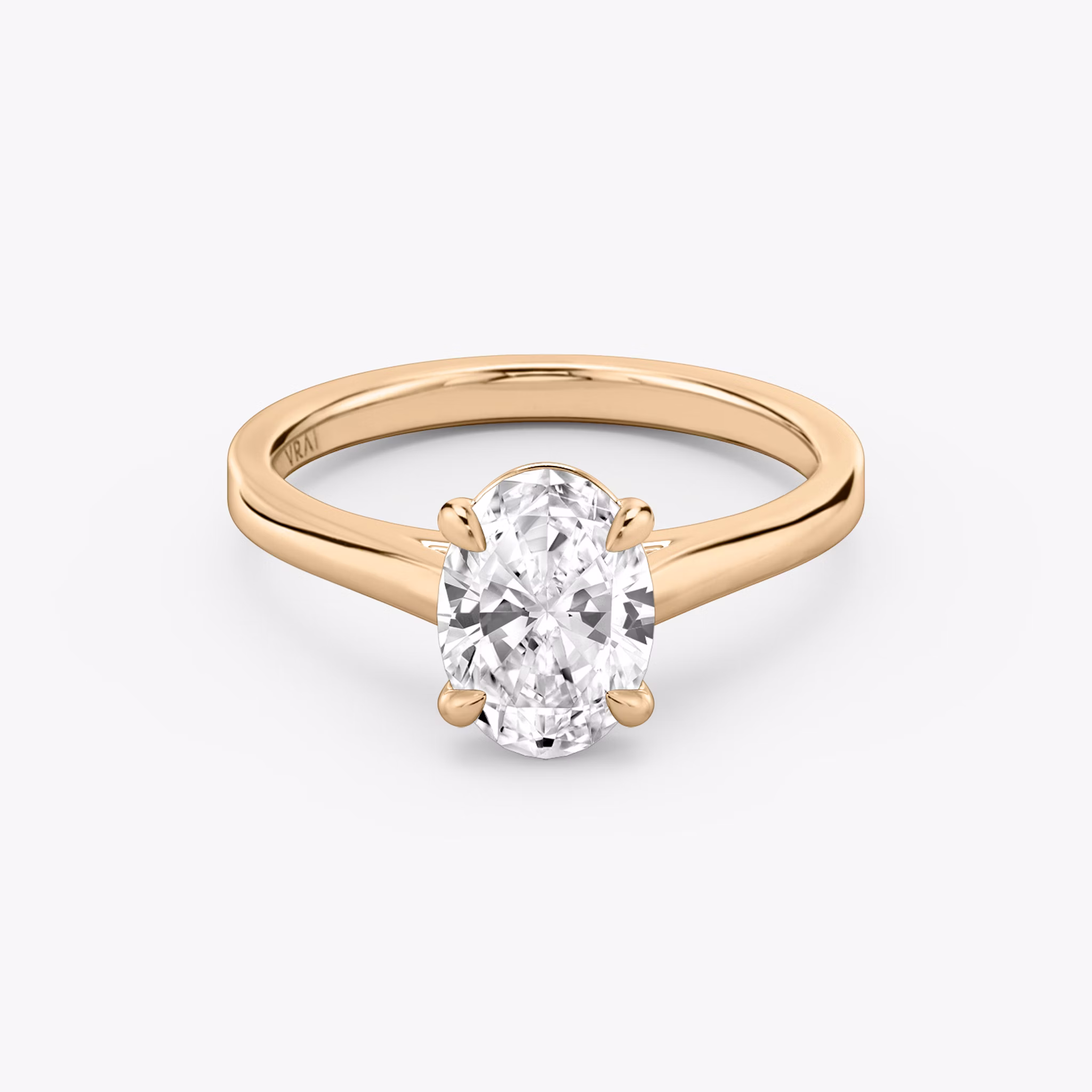 The Cathedral | Oval | 14k | Rose Gold | bandAccent: Plain | diamondOrientation: vertical | caratWeight: other