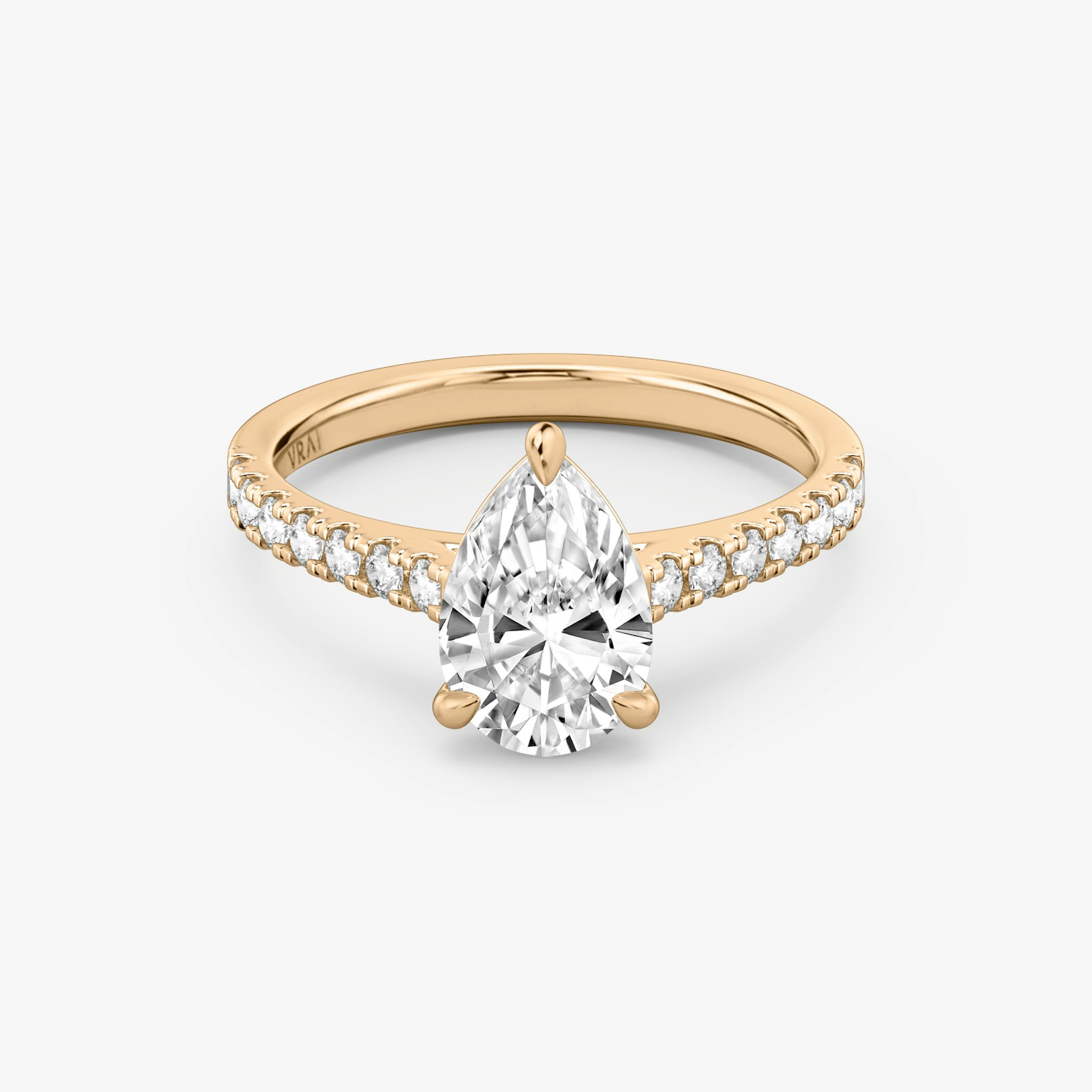 The Cathedral | Pear | 14k | Rose Gold | bandAccent: Pavé | diamondOrientation: vertical | caratWeight: other