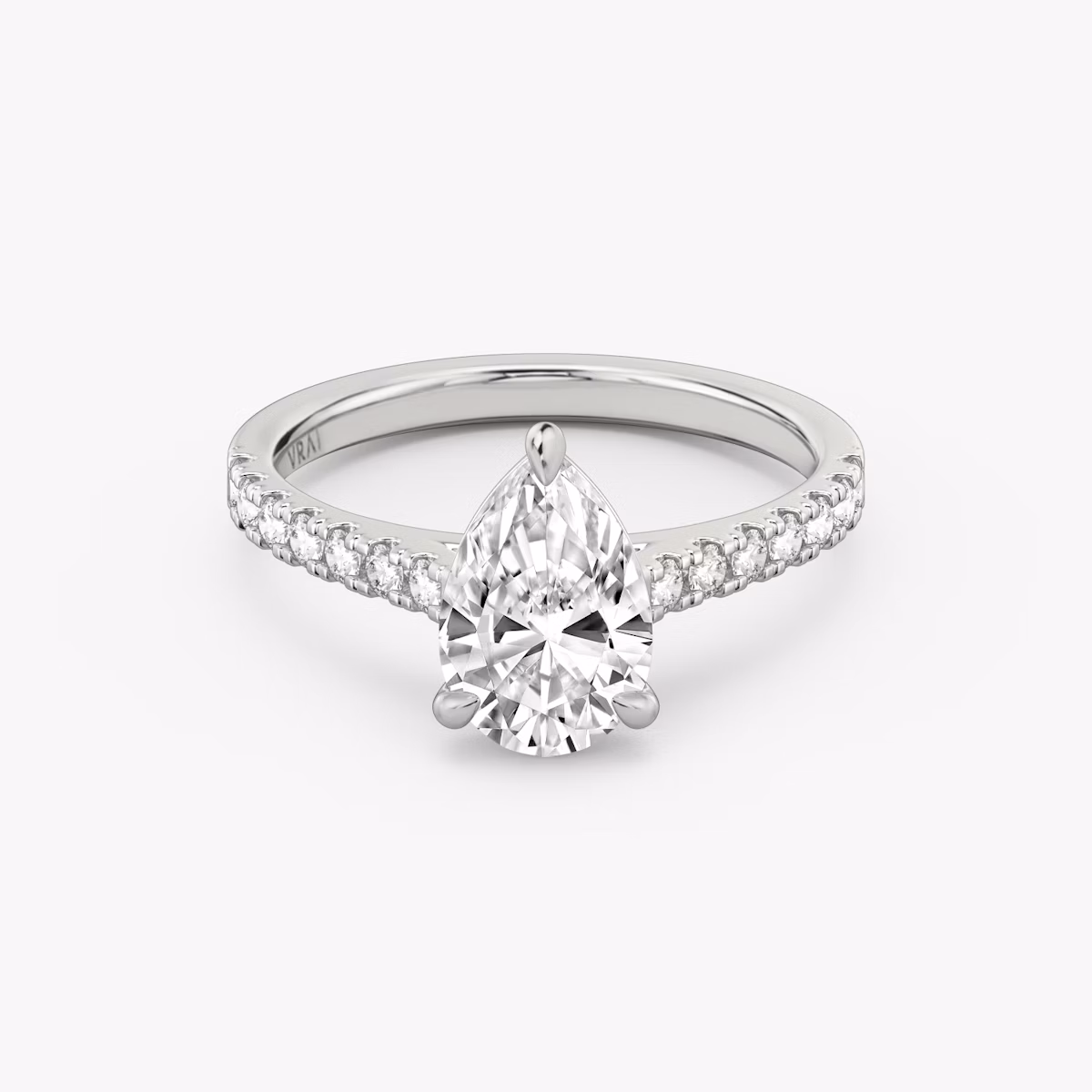The Cathedral | Pear | 18k | White Gold | bandAccent: Pavé | diamondOrientation: vertical | caratWeight: other