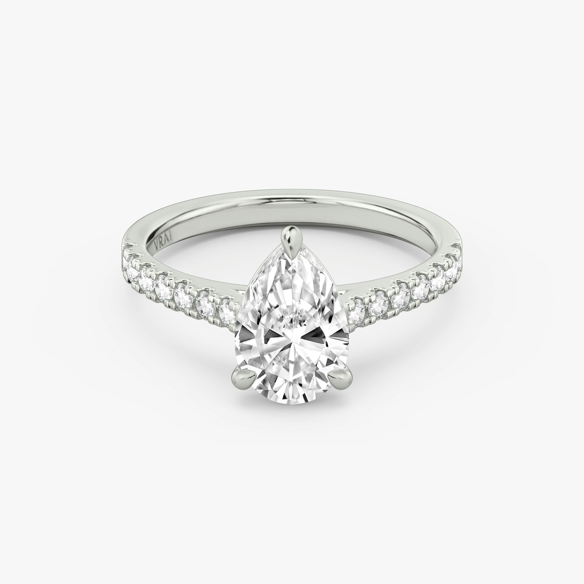 The Cathedral | Pear | 18k | White Gold | bandAccent: Pavé | diamondOrientation: vertical | caratWeight: other