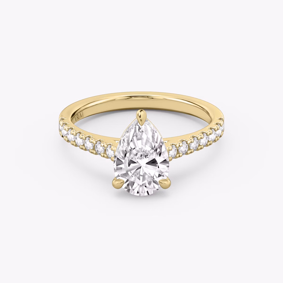 The Cathedral | Pear | 18k | Yellow Gold | bandAccent: Pavé | diamondOrientation: vertical | caratWeight: other
