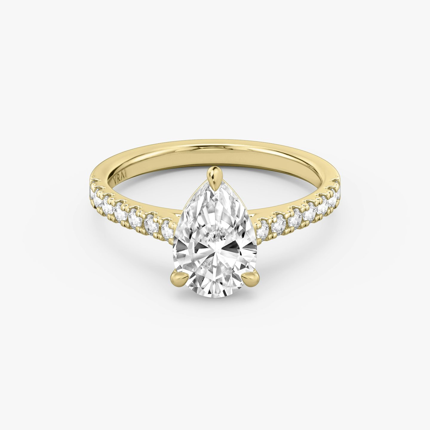 The Cathedral | Pear | 18k | Yellow Gold | bandAccent: Pavé | diamondOrientation: vertical | caratWeight: other