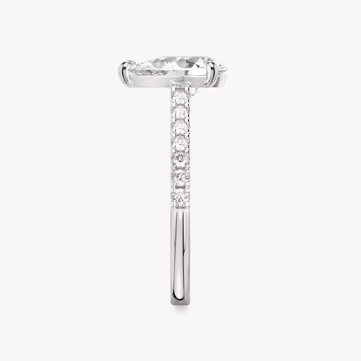 The Cathedral | Pear | 18k | White Gold | bandAccent: Pavé | diamondOrientation: vertical | caratWeight: other