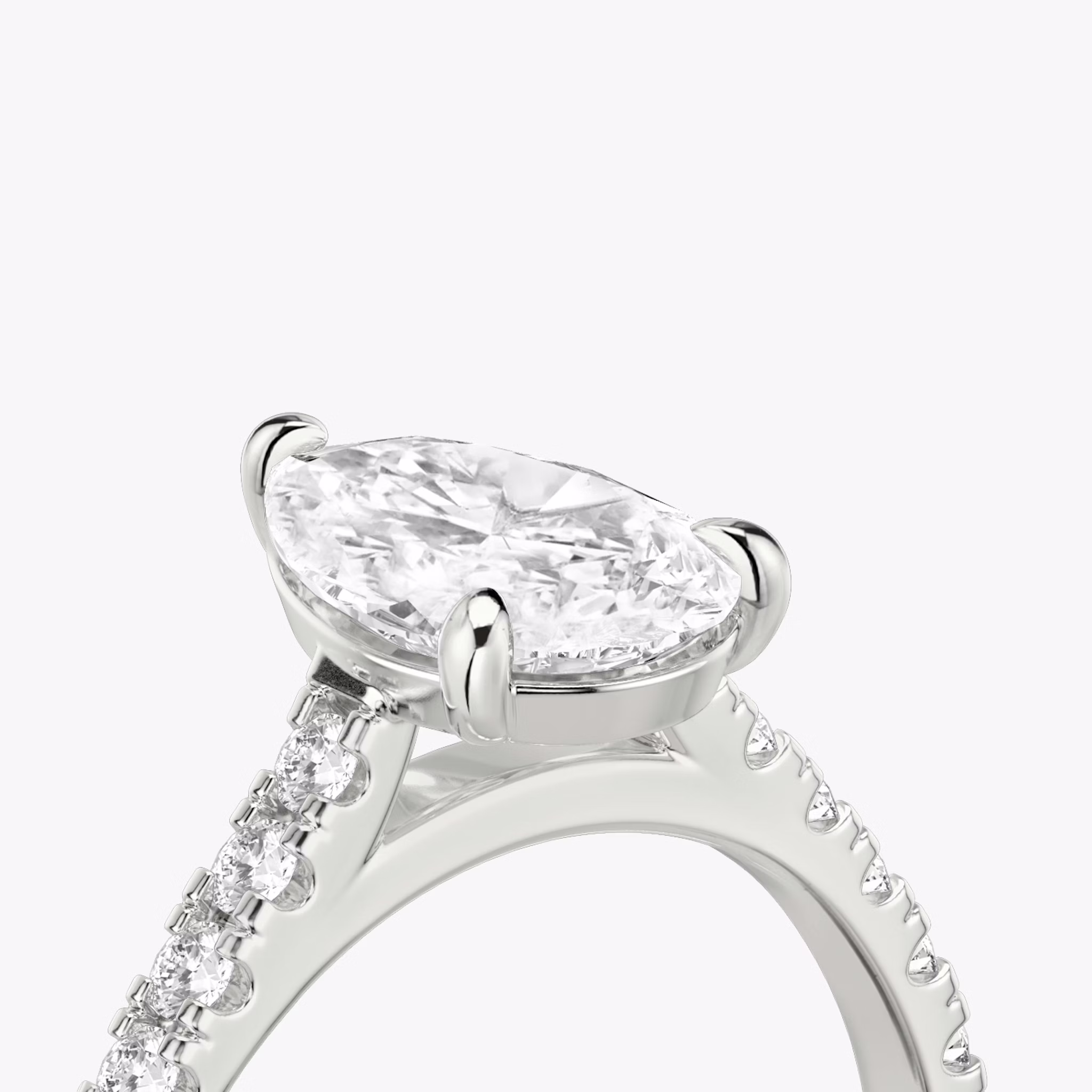 The Cathedral | Pear | 18k | White Gold | bandAccent: Pavé | diamondOrientation: vertical | caratWeight: other