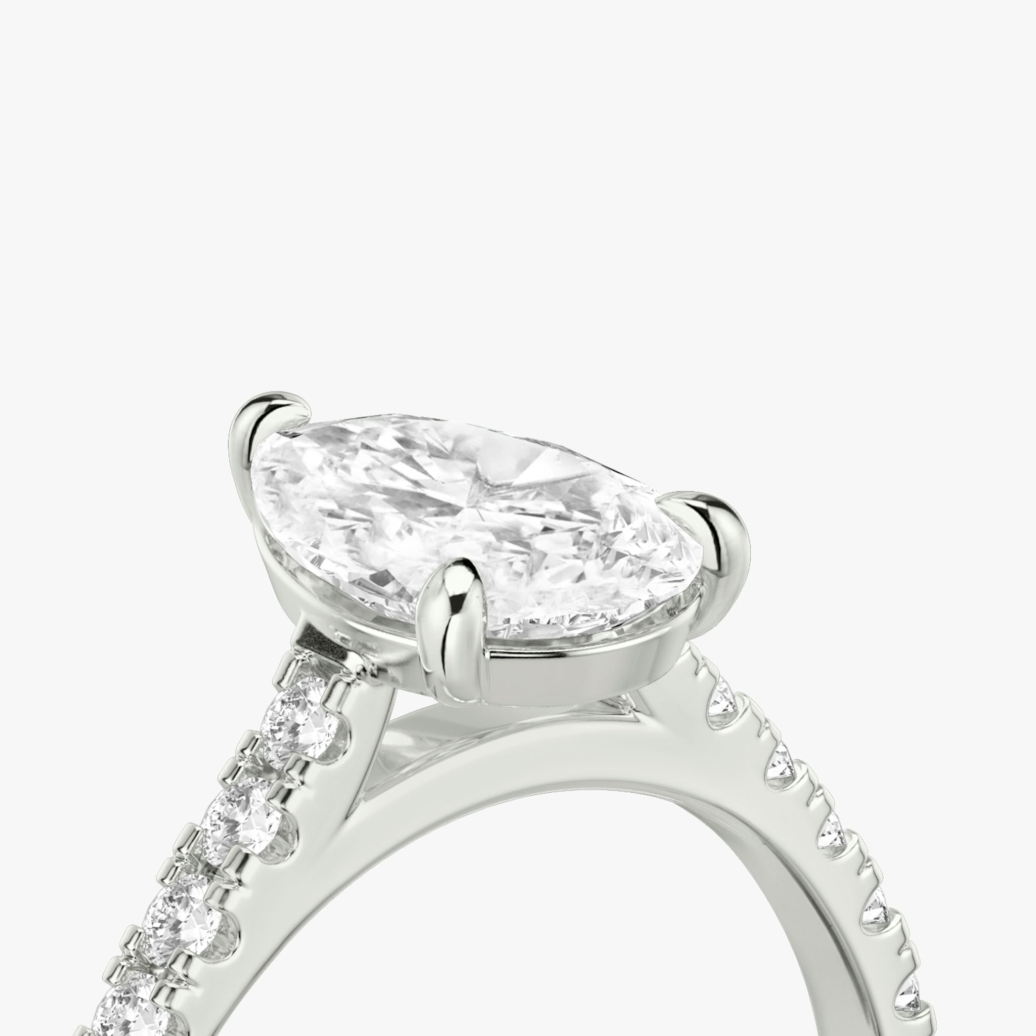 The Cathedral | Pear | 18k | White Gold | bandAccent: Pavé | diamondOrientation: vertical | caratWeight: other