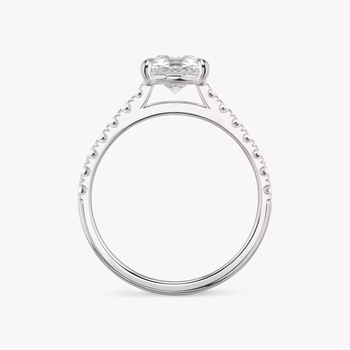 The Cathedral | Pear | 18k | White Gold | bandAccent: Pavé | diamondOrientation: vertical | caratWeight: other