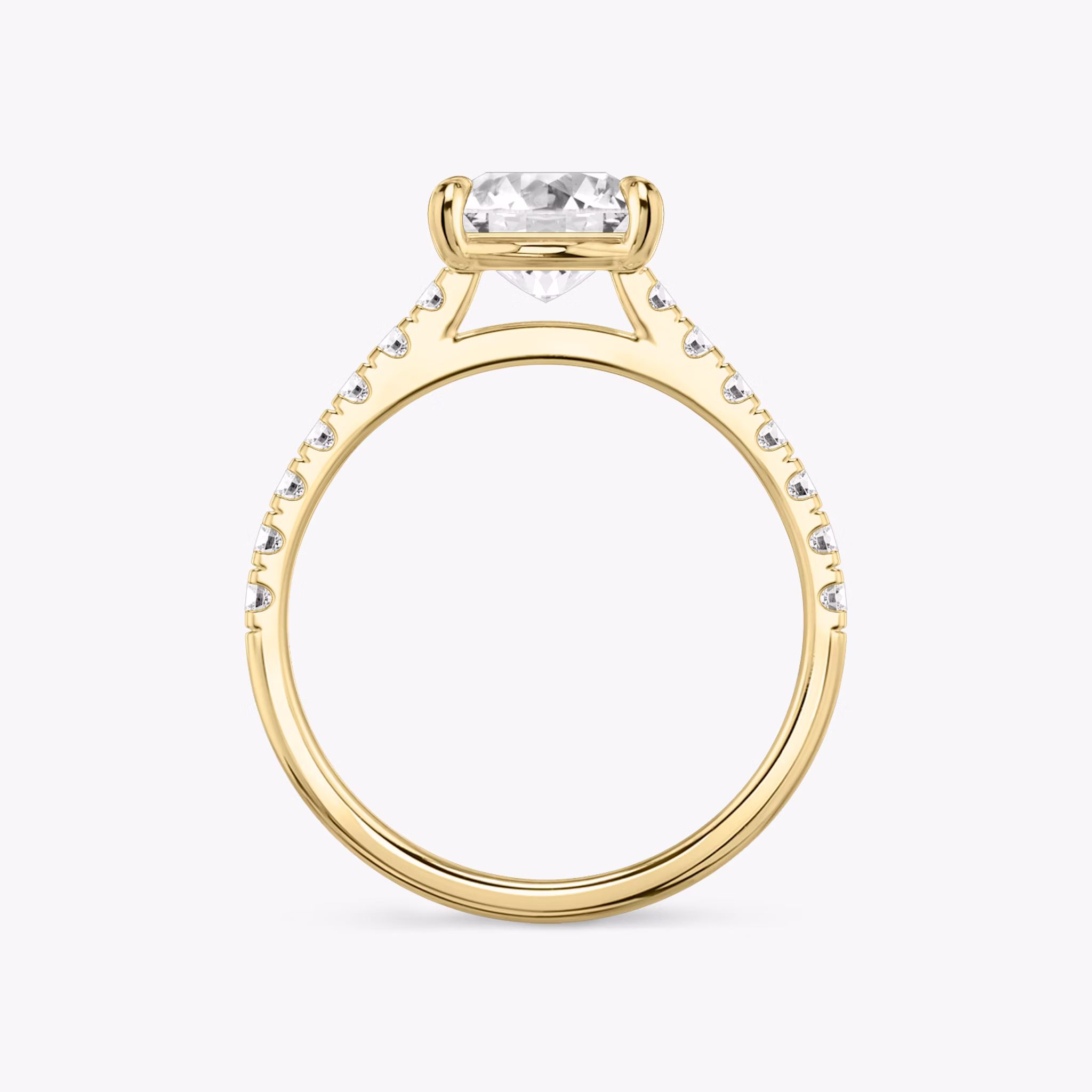 The Cathedral | Princess | 18k | Yellow Gold | bandAccent: Pavé | diamondOrientation: vertical | caratWeight: other