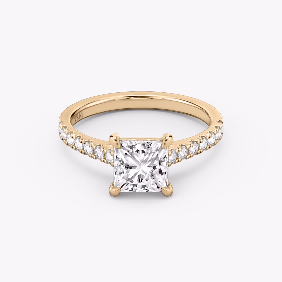 The Cathedral | Princess | 14k | Rose Gold | bandAccent: Pavé | diamondOrientation: vertical | caratWeight: other