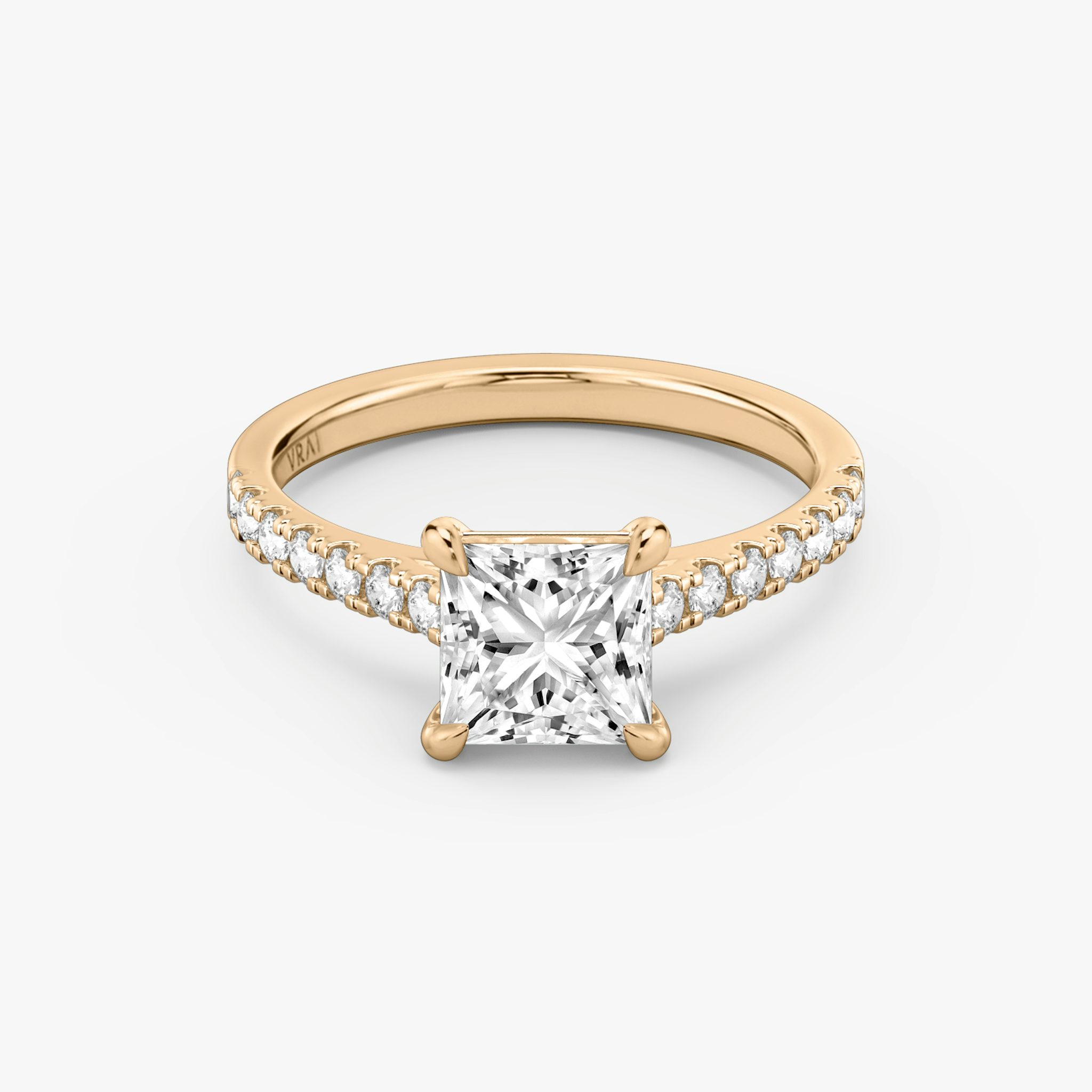 The Cathedral | Princess | 14k | Rose Gold | bandAccent: Pavé | diamondOrientation: vertical | caratWeight: other