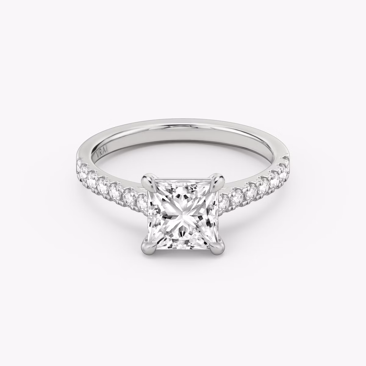 The Cathedral | Princess | 18k | White Gold | bandAccent: Pavé | diamondOrientation: vertical | caratWeight: other