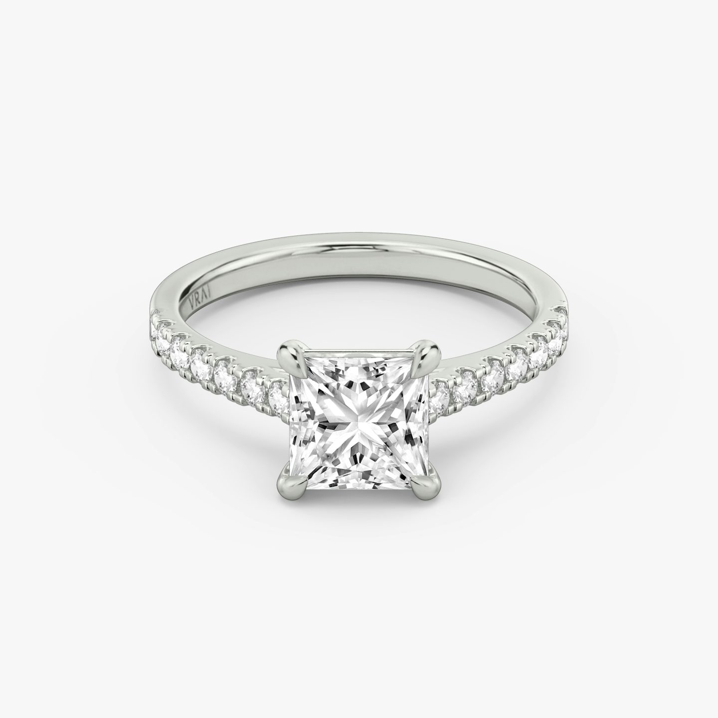 The Cathedral | Princess | 18k | White Gold | bandAccent: Pavé | diamondOrientation: vertical | caratWeight: other