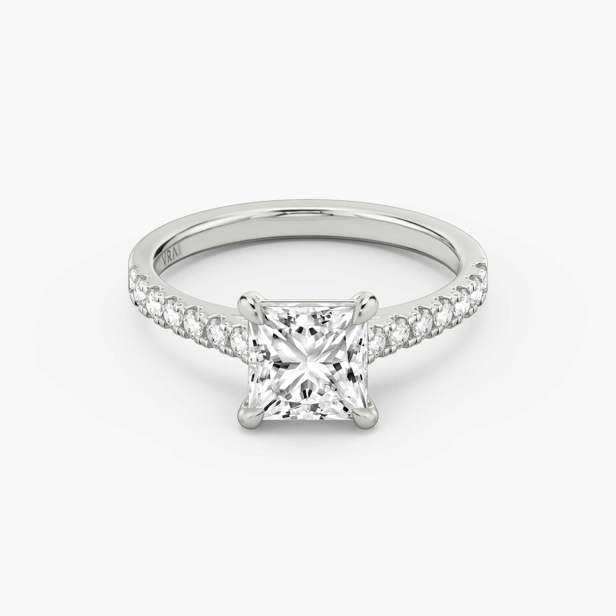 The Cathedral | Princess | 18k | White Gold | bandAccent: Pavé | diamondOrientation: vertical | caratWeight: other