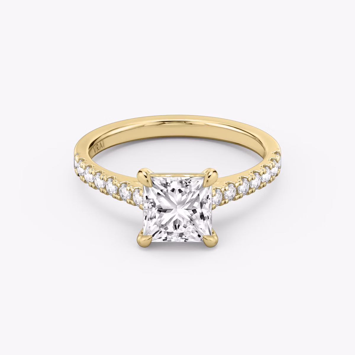 The Cathedral | Princess | 18k | Yellow Gold | bandAccent: Pavé | diamondOrientation: vertical | caratWeight: other