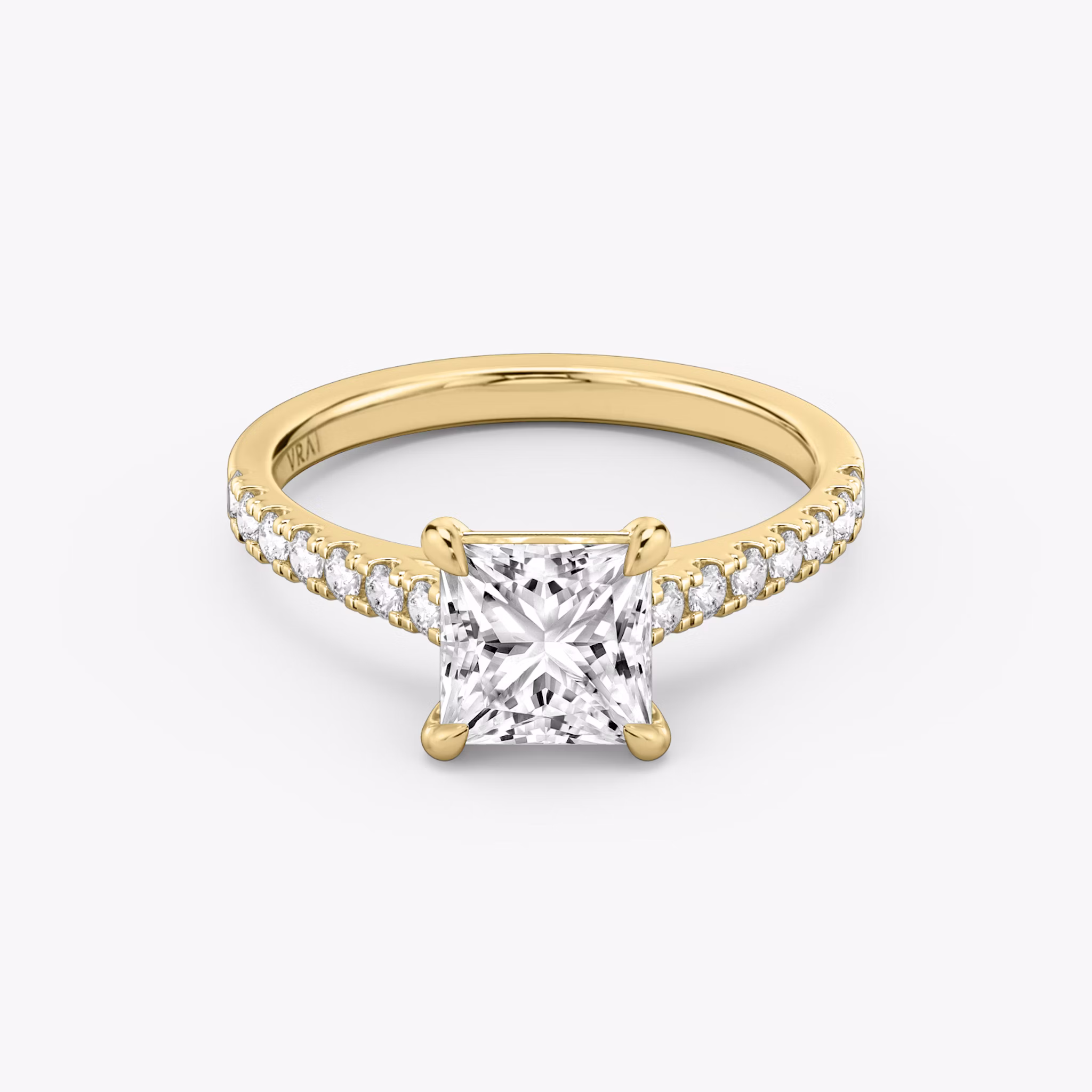 The Cathedral | Princess | 18k | Yellow Gold | bandAccent: Pavé | diamondOrientation: vertical | caratWeight: other