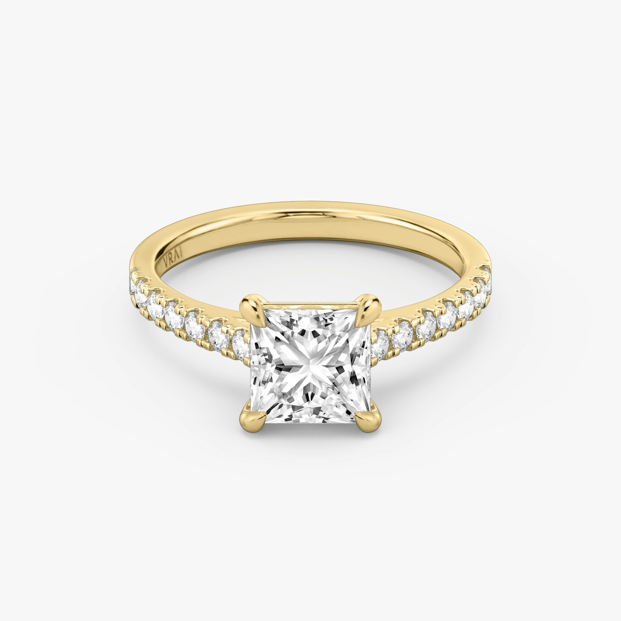 The Cathedral | Princess | 18k | Yellow Gold | bandAccent: Pavé | diamondOrientation: vertical | caratWeight: other