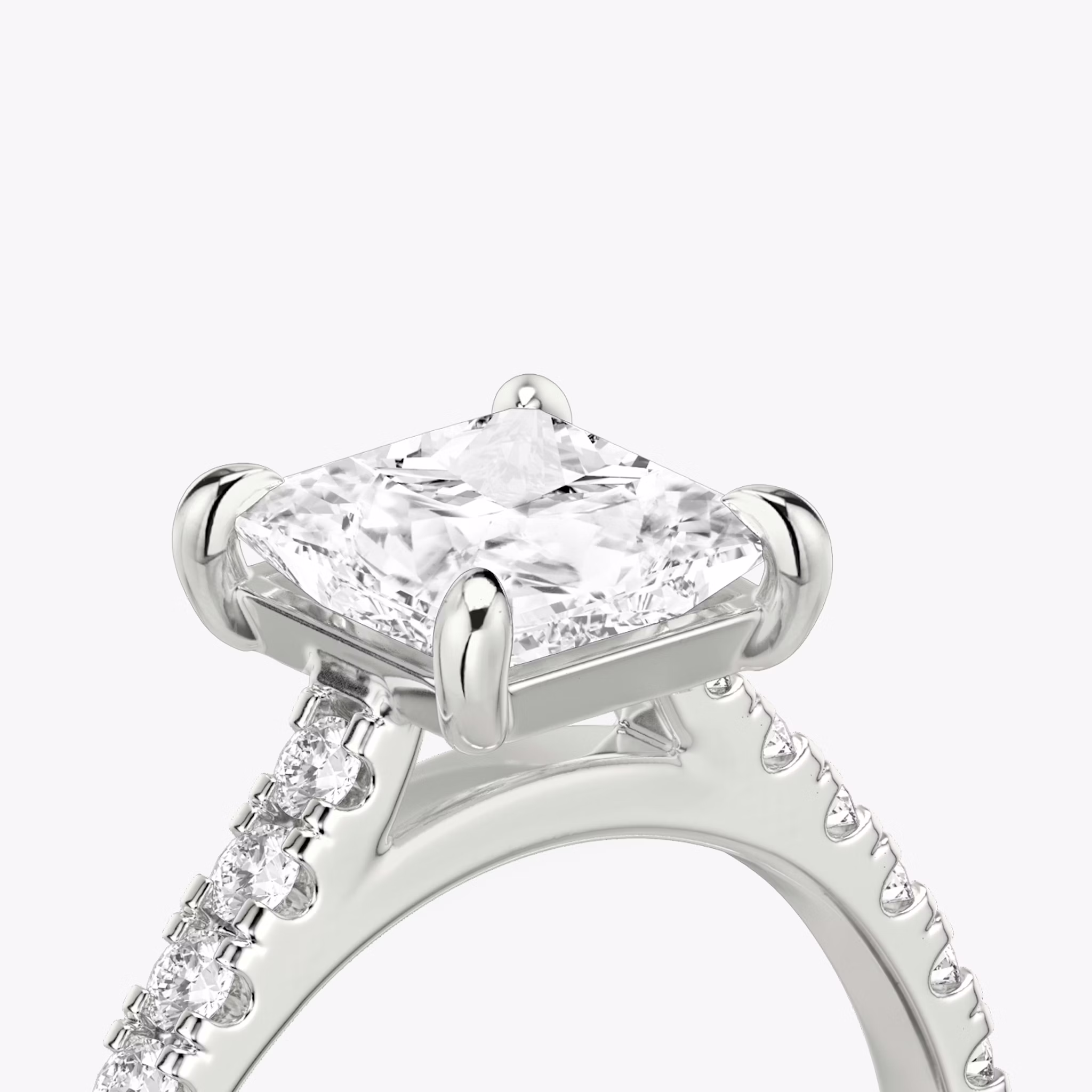 The Cathedral | Princess | 18k | White Gold | bandAccent: Pavé | diamondOrientation: vertical | caratWeight: other
