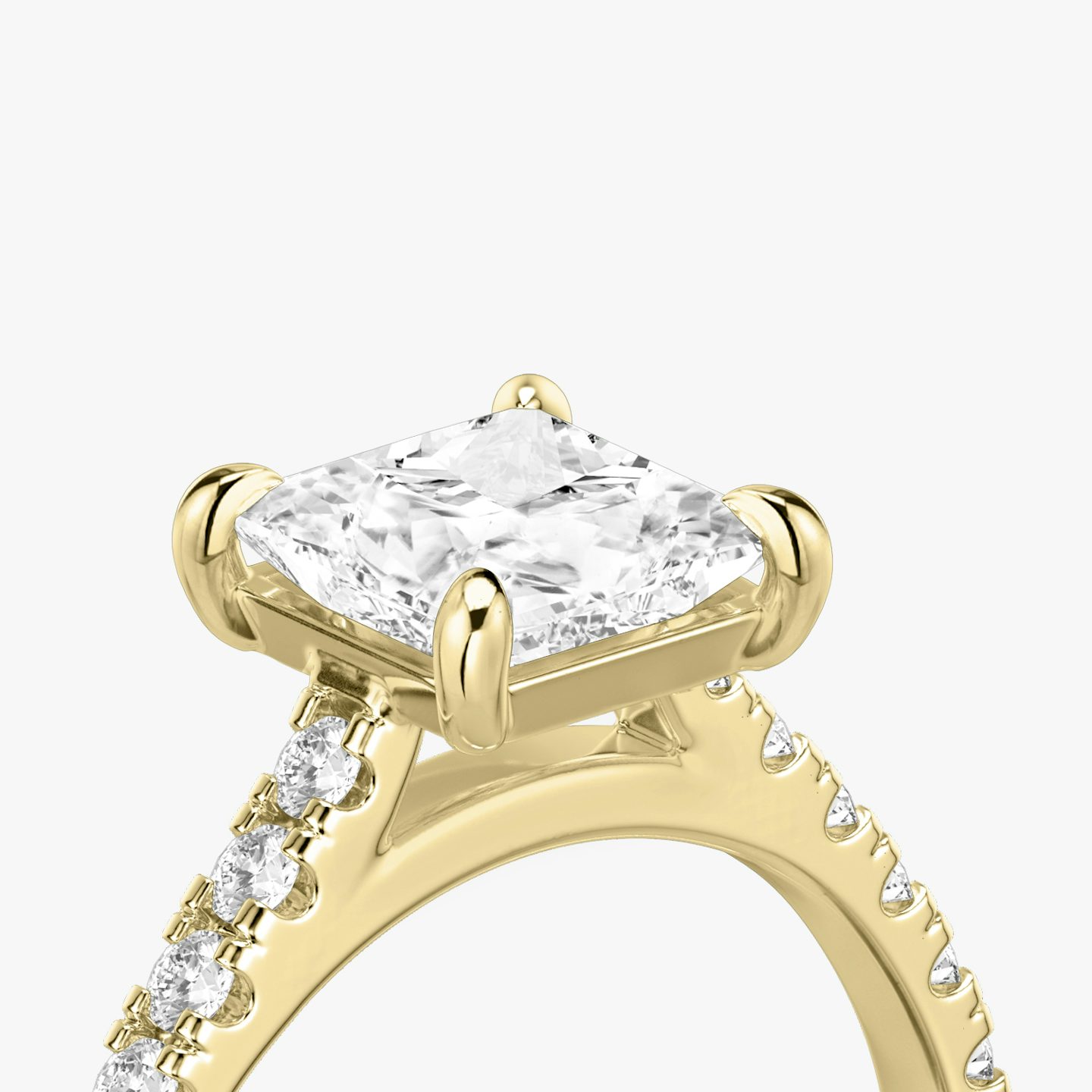 The Cathedral | Princess | 18k | Yellow Gold | bandAccent: Pavé | diamondOrientation: vertical | caratWeight: other