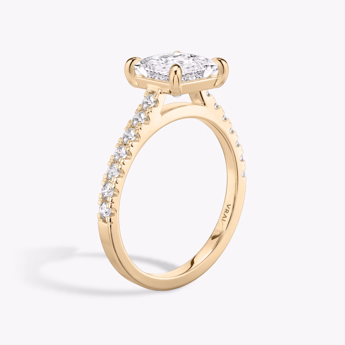 The Cathedral | Princess | 14k | Rose Gold | bandAccent: Pavé | diamondOrientation: vertical | caratWeight: other