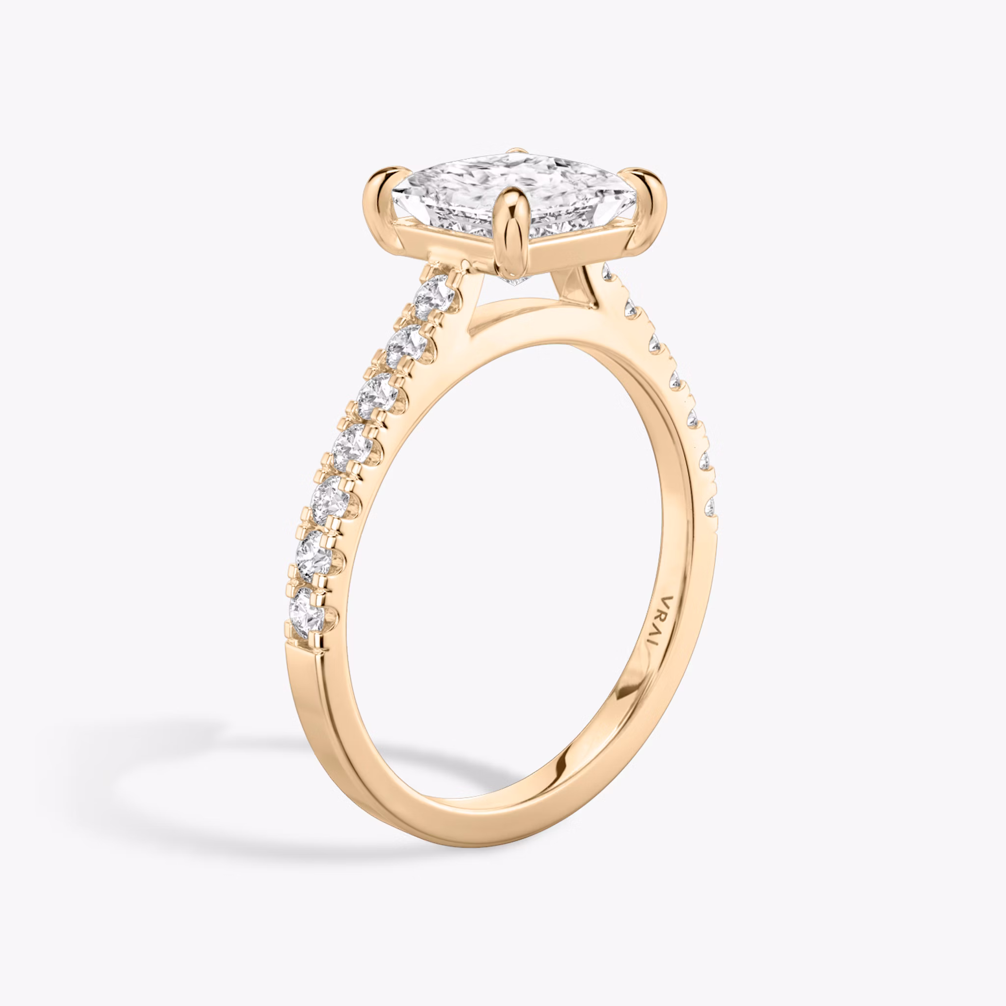 The Cathedral | Princess | 14k | Rose Gold | bandAccent: Pavé | diamondOrientation: vertical | caratWeight: other