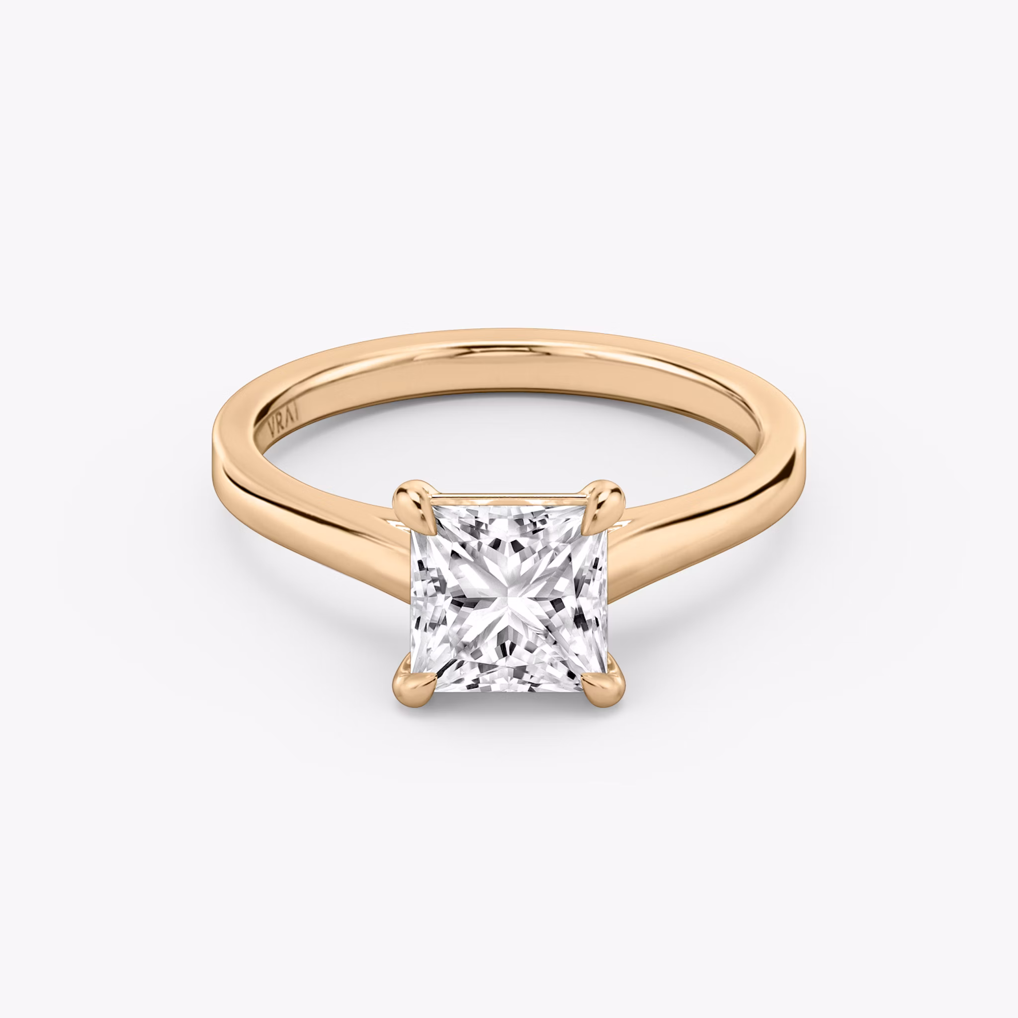 The Cathedral | Princess | 14k | Rose Gold | bandAccent: Plain | diamondOrientation: vertical | caratWeight: other