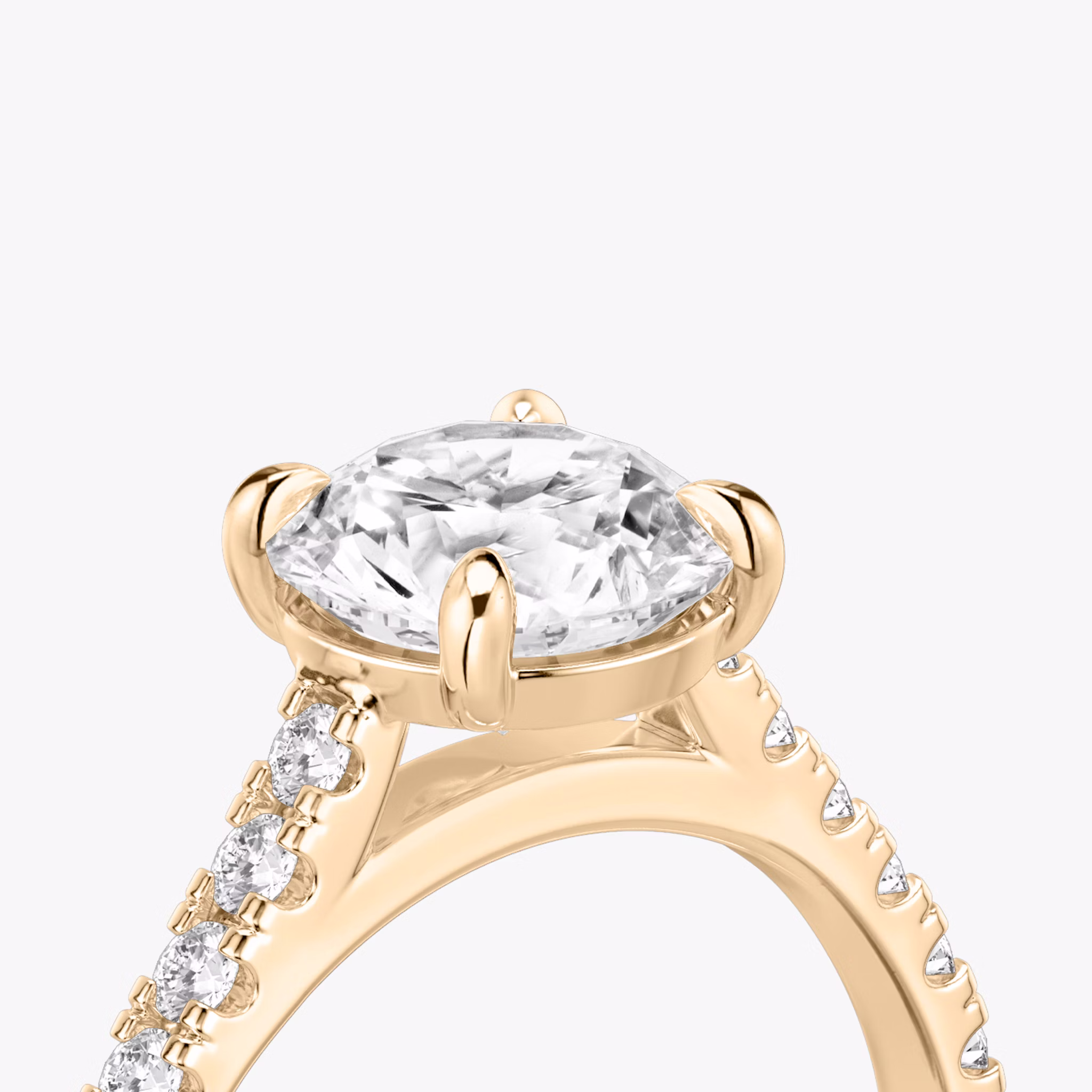 The Cathedral | Round Brilliant | 14k | Rose Gold | bandAccent: Pavé | caratWeight: other | diamondOrientation: vertical