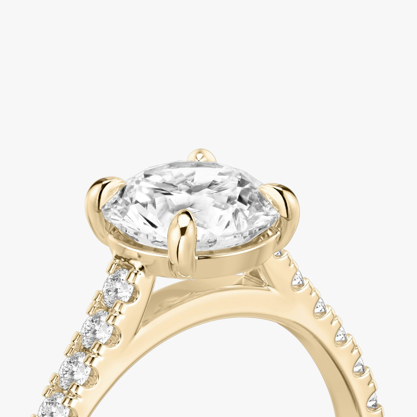The Cathedral | Round Brilliant | 14k | Rose Gold | bandAccent: Pavé | caratWeight: 1.5ct | diamondOrientation: vertical