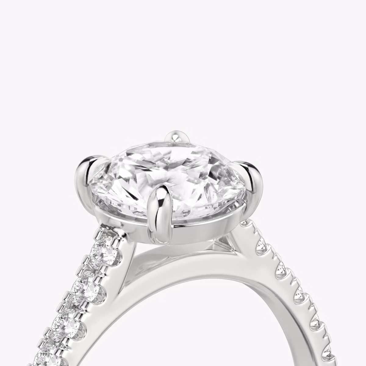 The Cathedral | Round Brilliant | Platinum | bandAccent: Pavé | caratWeight: other | diamondOrientation: vertical