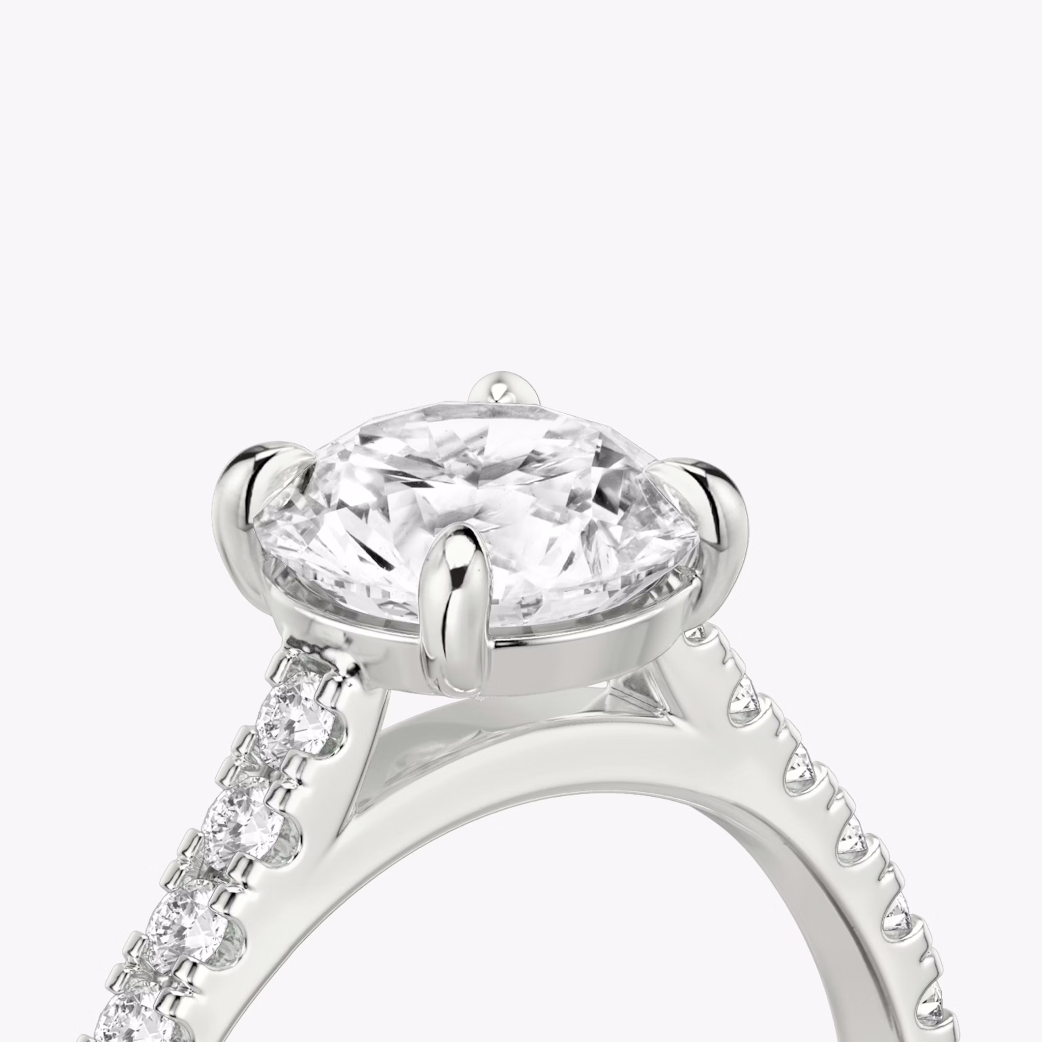 The Cathedral | Round Brilliant | 18k | White Gold | bandAccent: Pavé | caratWeight: other | diamondOrientation: vertical