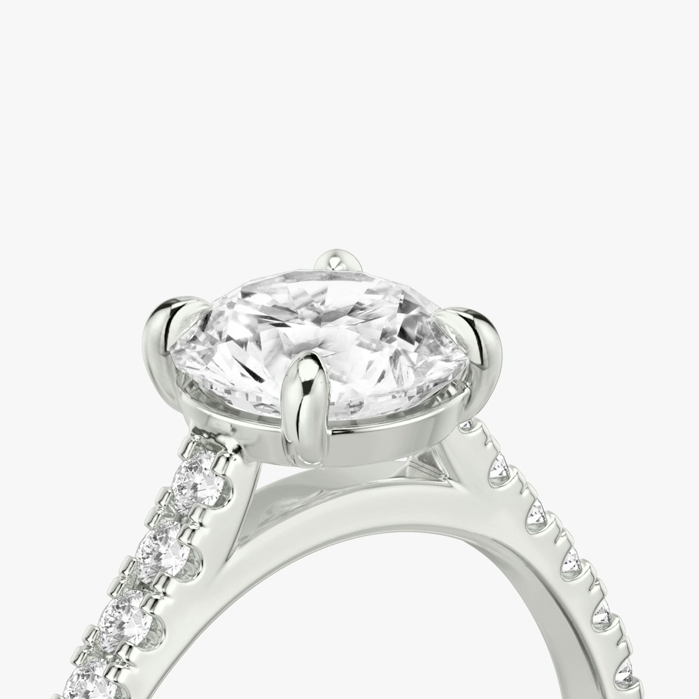 The Cathedral | Round Brilliant | Platinum | bandAccent: Pavé | caratWeight: 1.5ct | diamondOrientation: vertical