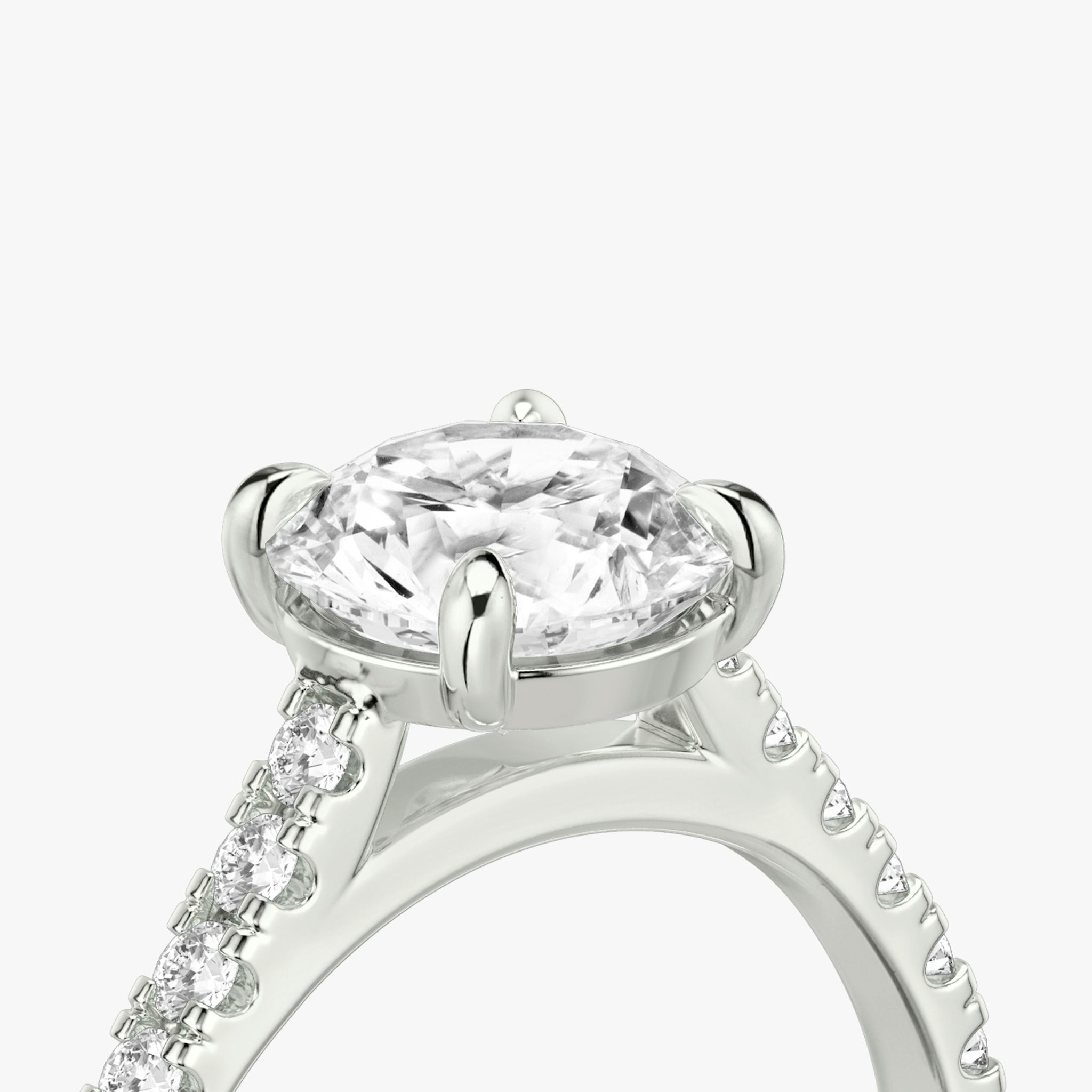 The Cathedral | Round Brilliant | 18k | White Gold | bandAccent: Pavé | caratWeight: other | diamondOrientation: vertical