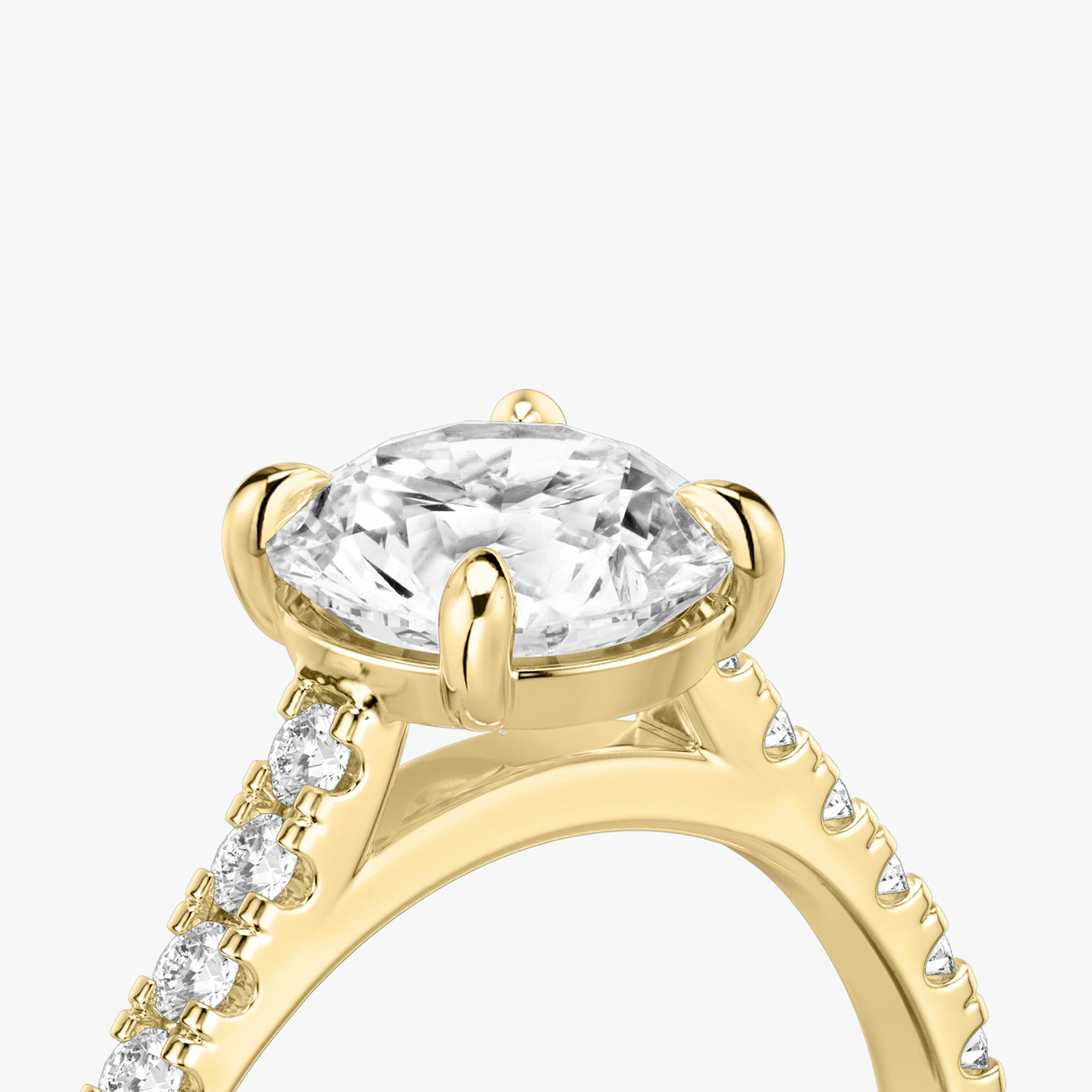 The Cathedral | Round Brilliant | 18k | Yellow Gold | bandAccent: Pavé | caratWeight: other | diamondOrientation: vertical