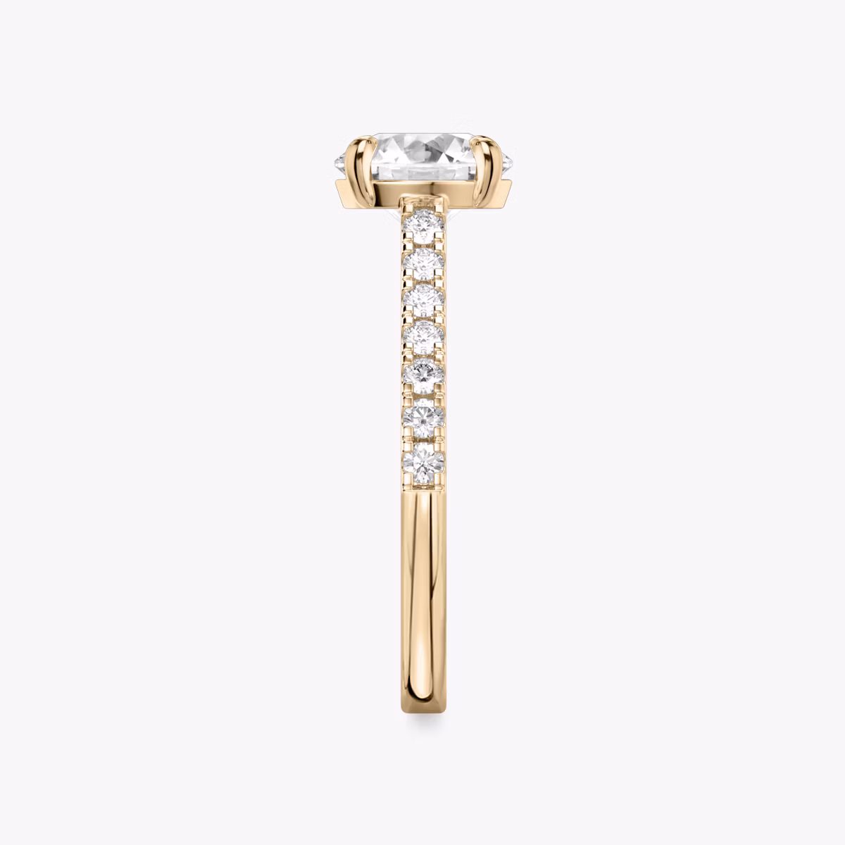 The Cathedral | Round Brilliant | 14k | Rose Gold | bandAccent: Pavé | caratWeight: 1.5ct | diamondOrientation: vertical