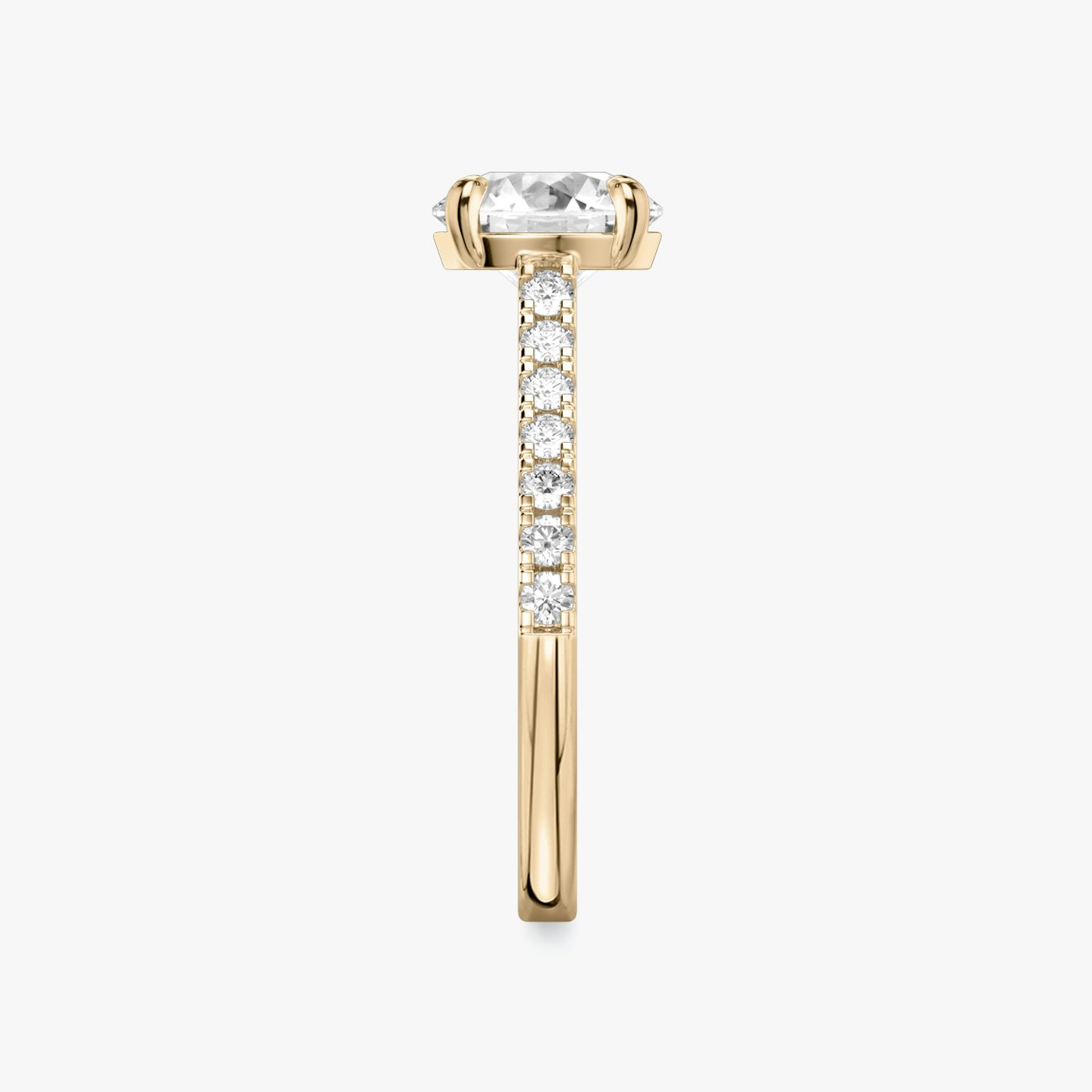 The Cathedral | Round Brilliant | 14k | Rose Gold | bandAccent: Pavé | caratWeight: 1.5ct | diamondOrientation: vertical
