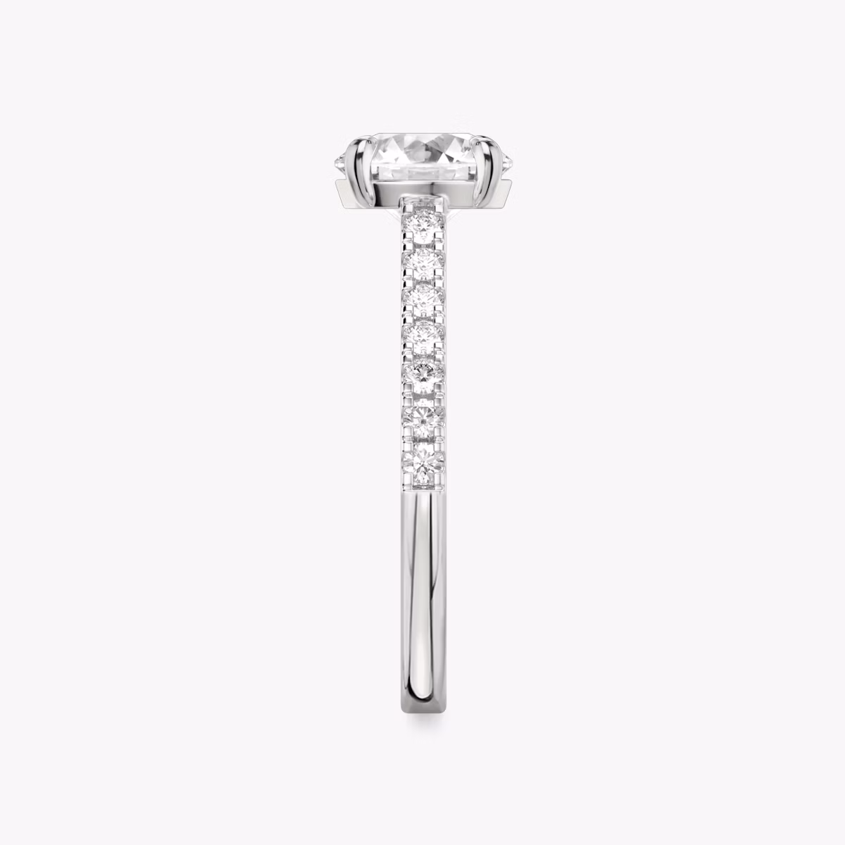 The Cathedral | Round Brilliant | Platinum | bandAccent: Pavé | caratWeight: other | diamondOrientation: vertical
