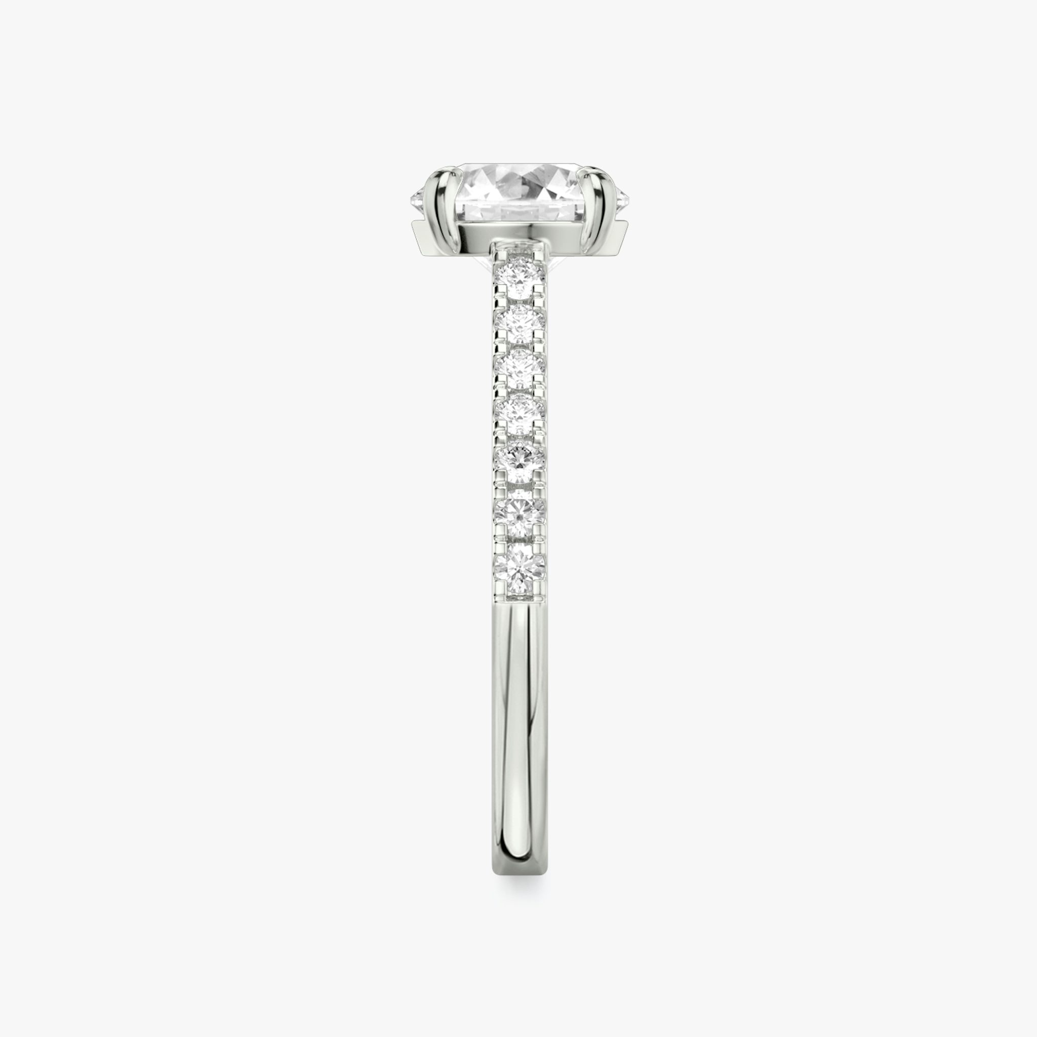 The Cathedral | Round Brilliant | 18k | White Gold | bandAccent: Pavé | caratWeight: other | diamondOrientation: vertical