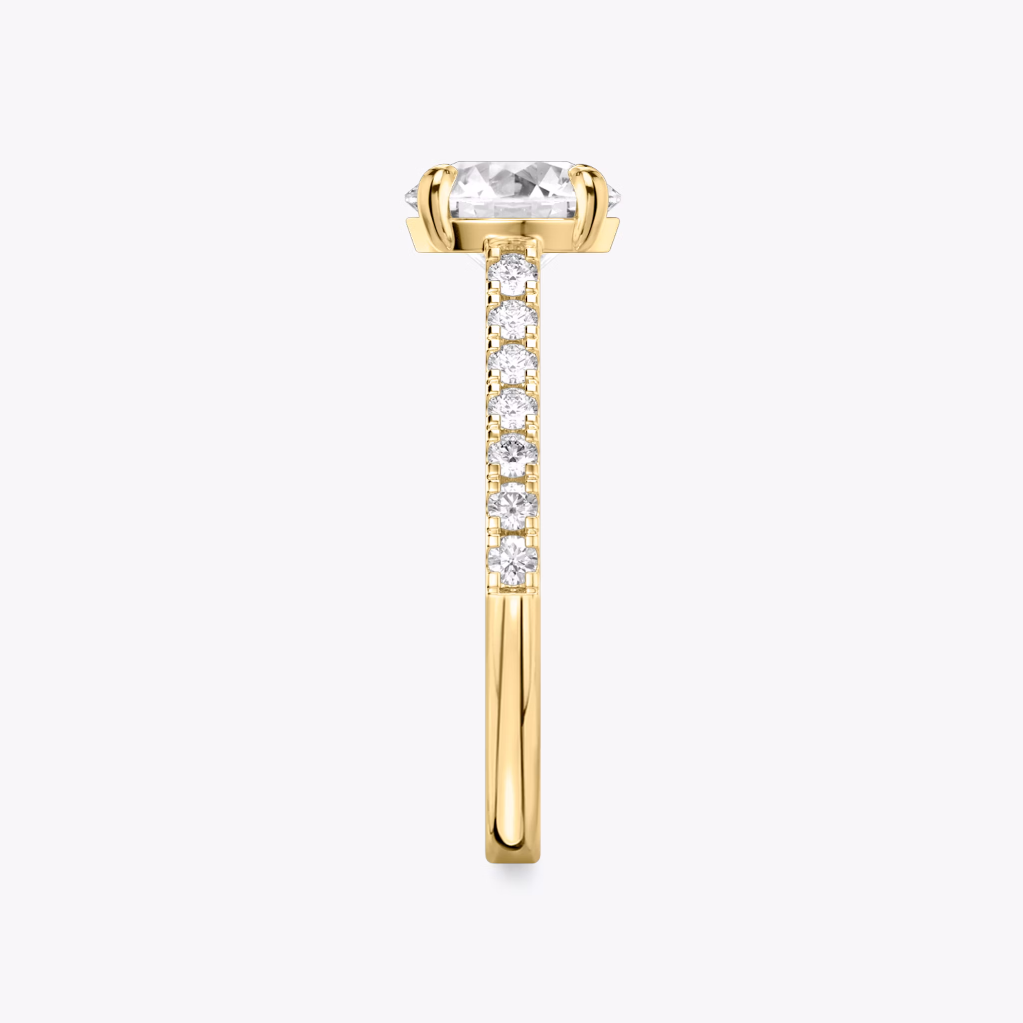 The Cathedral | Round Brilliant | 18k | Yellow Gold | bandAccent: Pavé | caratWeight: other | diamondOrientation: vertical