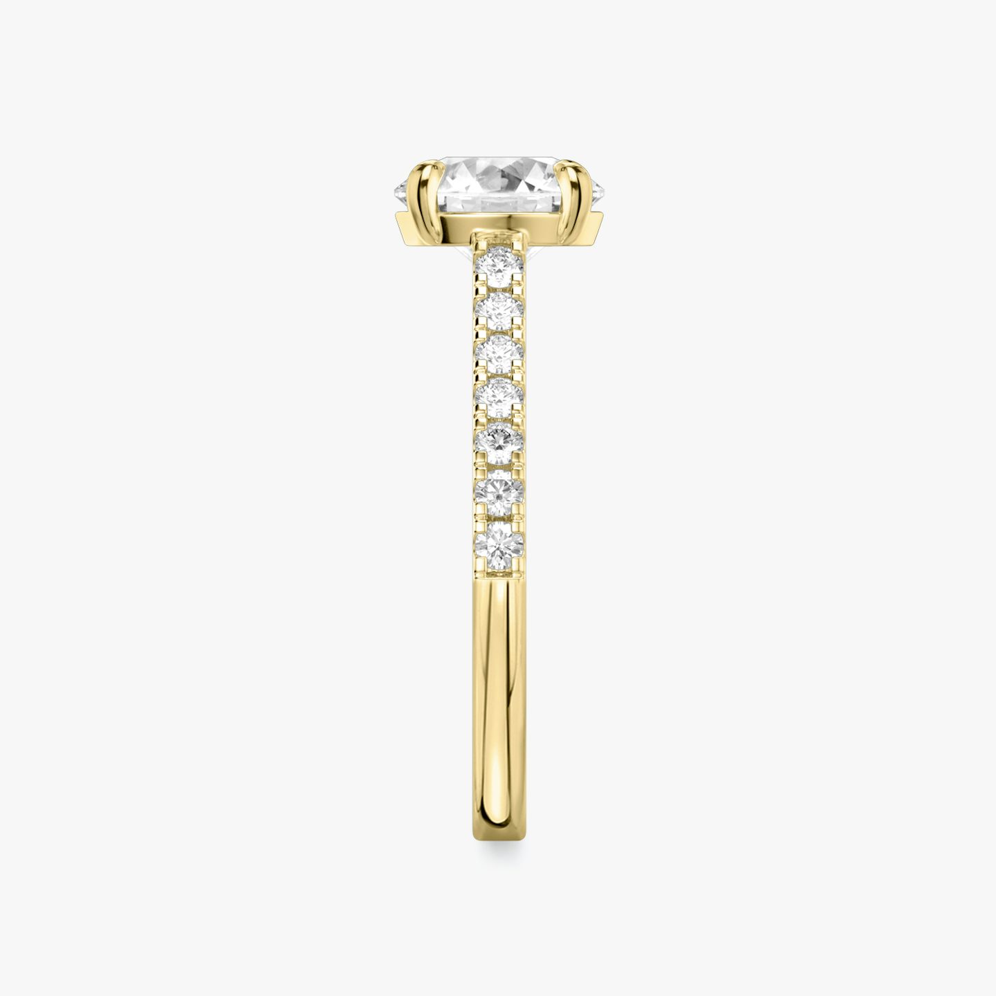 The Cathedral | Round Brilliant | 18k | Yellow Gold | bandAccent: Pavé | caratWeight: 2.0ct | diamondOrientation: vertical