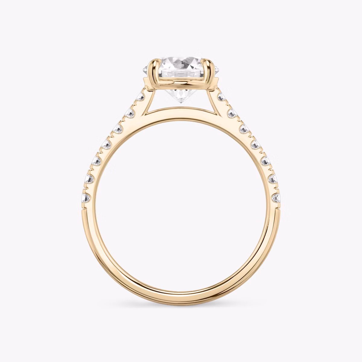 The Cathedral | Round Brilliant | 14k | Rose Gold | bandAccent: Pavé | caratWeight: 1.5ct | diamondOrientation: vertical