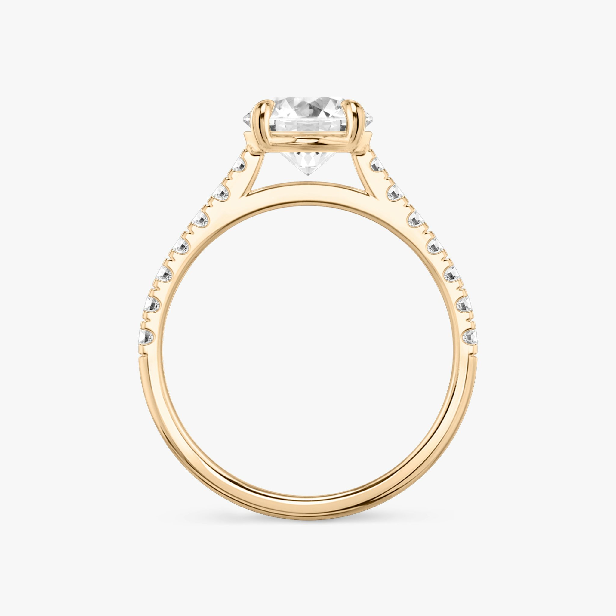 The Cathedral | Round Brilliant | 14k | Rose Gold | bandAccent: Pavé | caratWeight: other | diamondOrientation: vertical