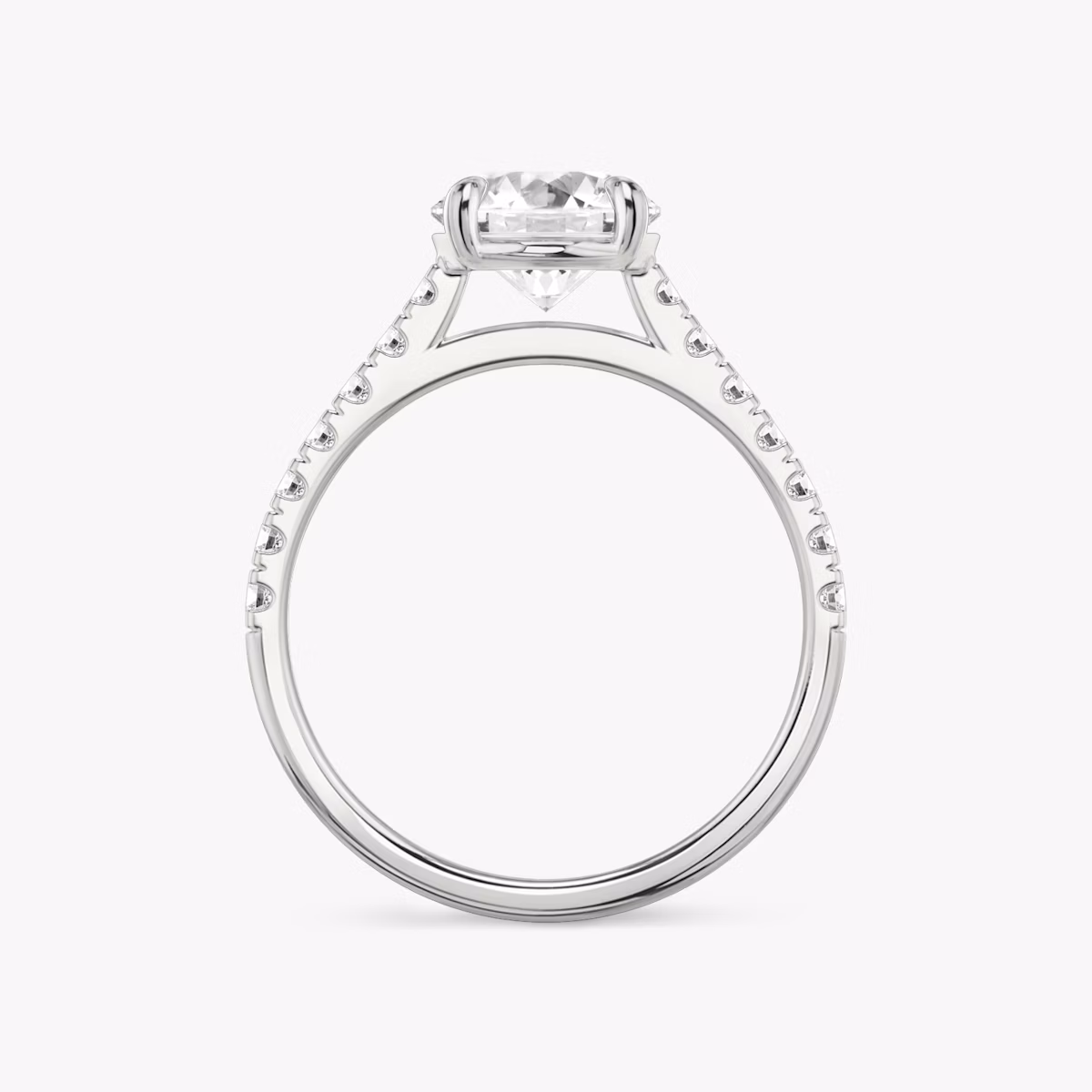 The Cathedral | Round Brilliant | Platinum | bandAccent: Pavé | caratWeight: other | diamondOrientation: vertical