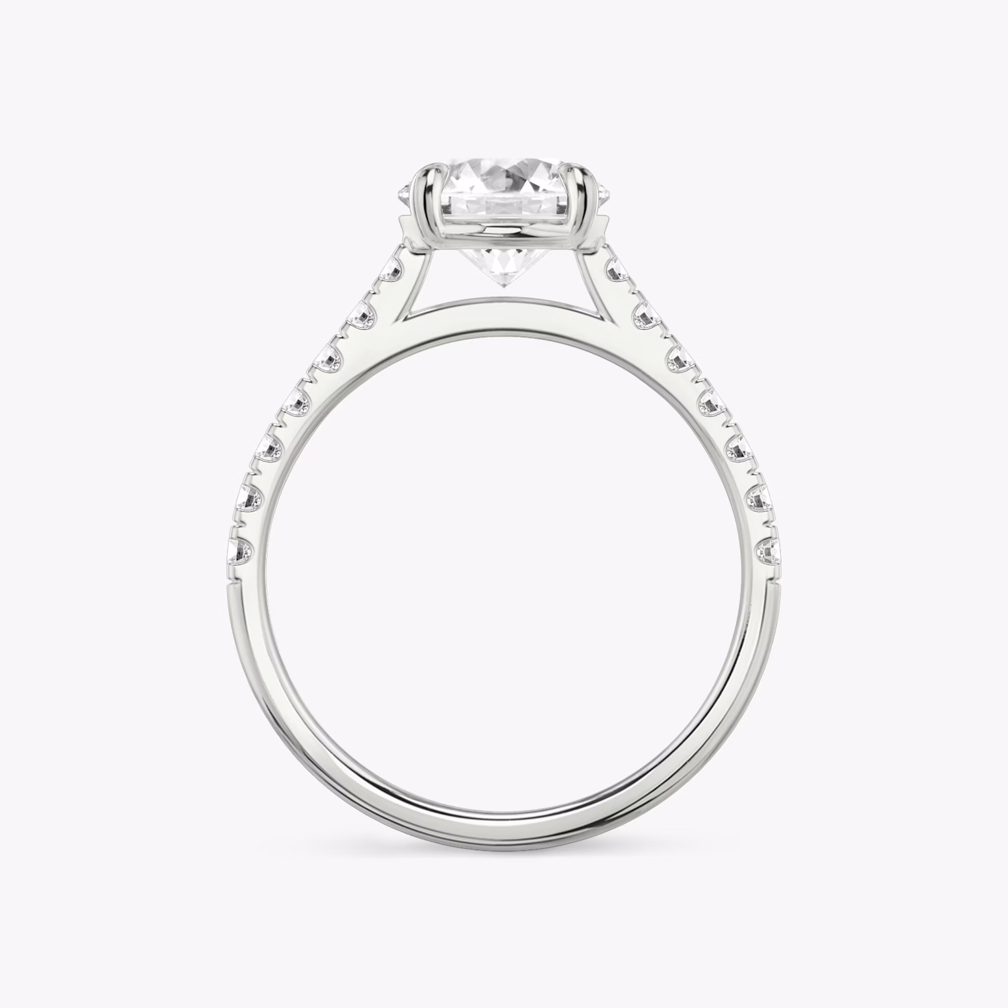 The Cathedral | Round Brilliant | 18k | White Gold | bandAccent: Pavé | caratWeight: other | diamondOrientation: vertical