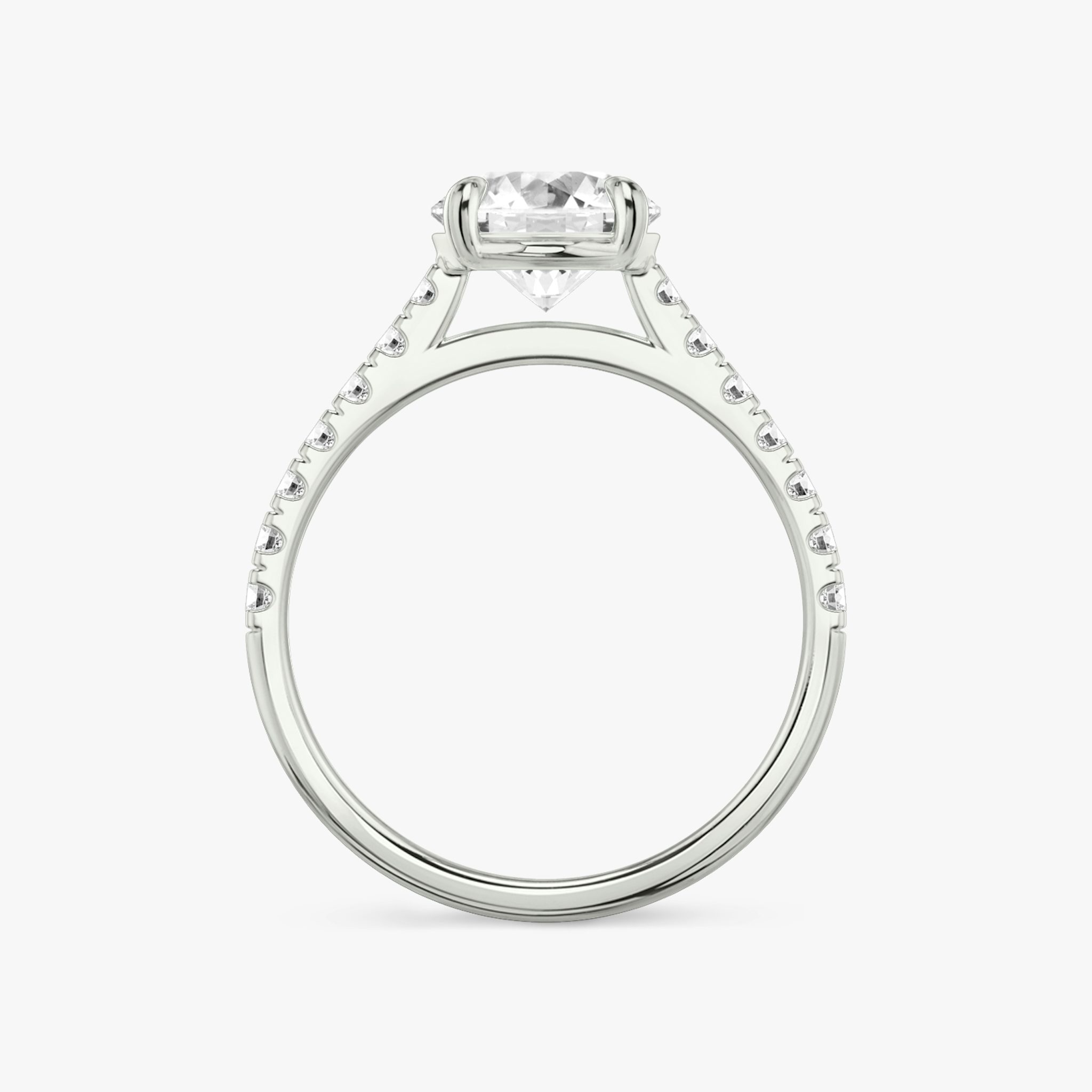 The Cathedral | Round Brilliant | 18k | White Gold | bandAccent: Pavé | caratWeight: other | diamondOrientation: vertical