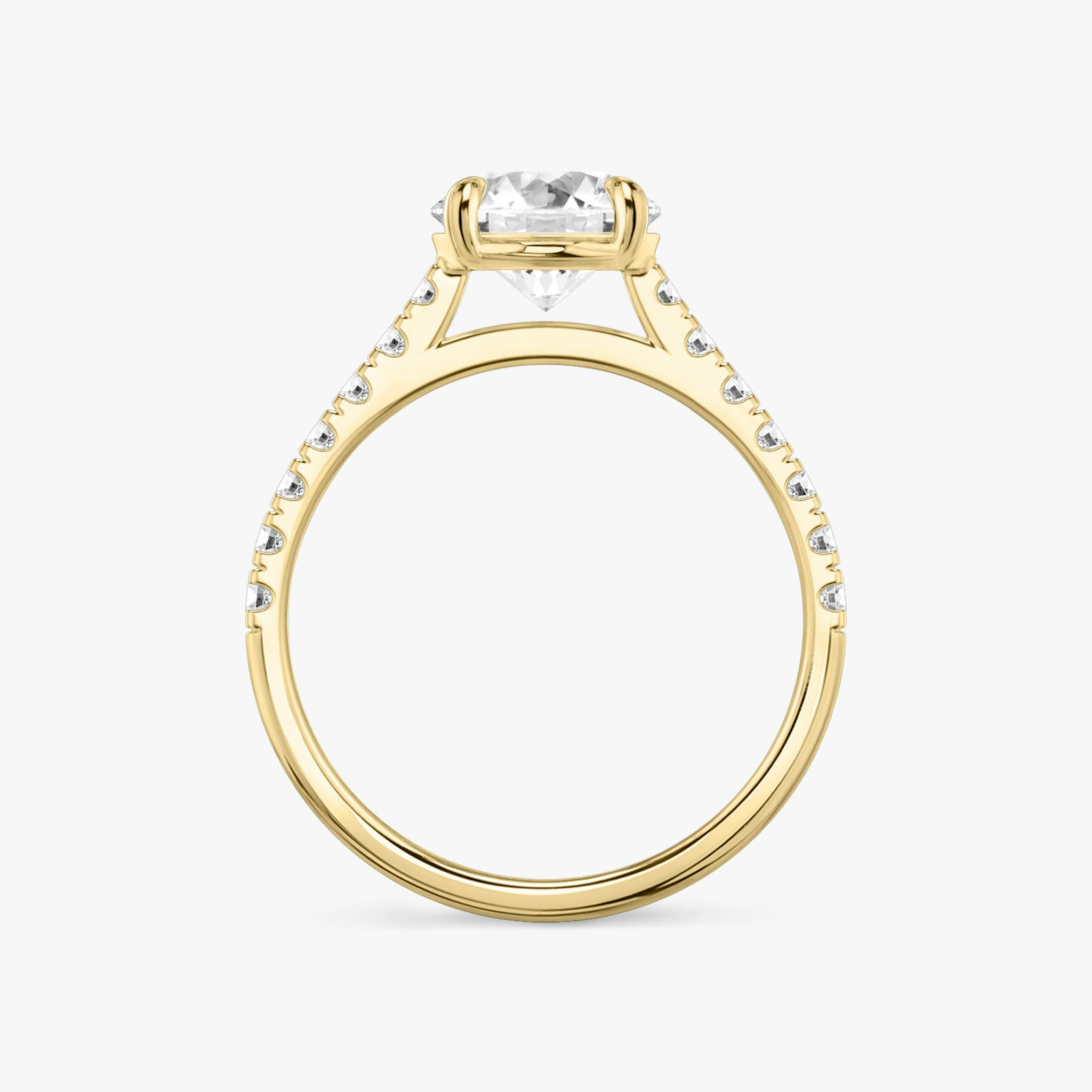 The Cathedral | Round Brilliant | 18k | Yellow Gold | bandAccent: Pavé | caratWeight: other | diamondOrientation: vertical