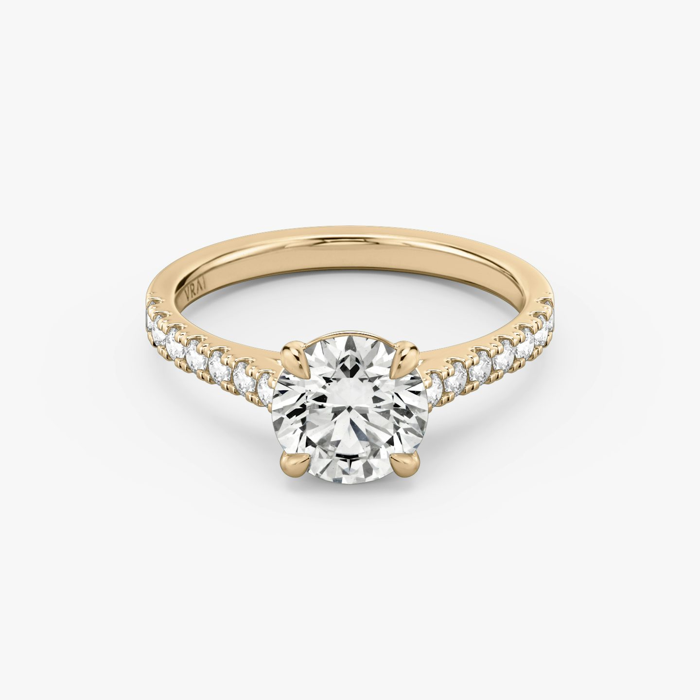 The Cathedral | Round Brilliant | 14k | Rose Gold | bandAccent: Pavé | caratWeight: 1.5ct | diamondOrientation: vertical