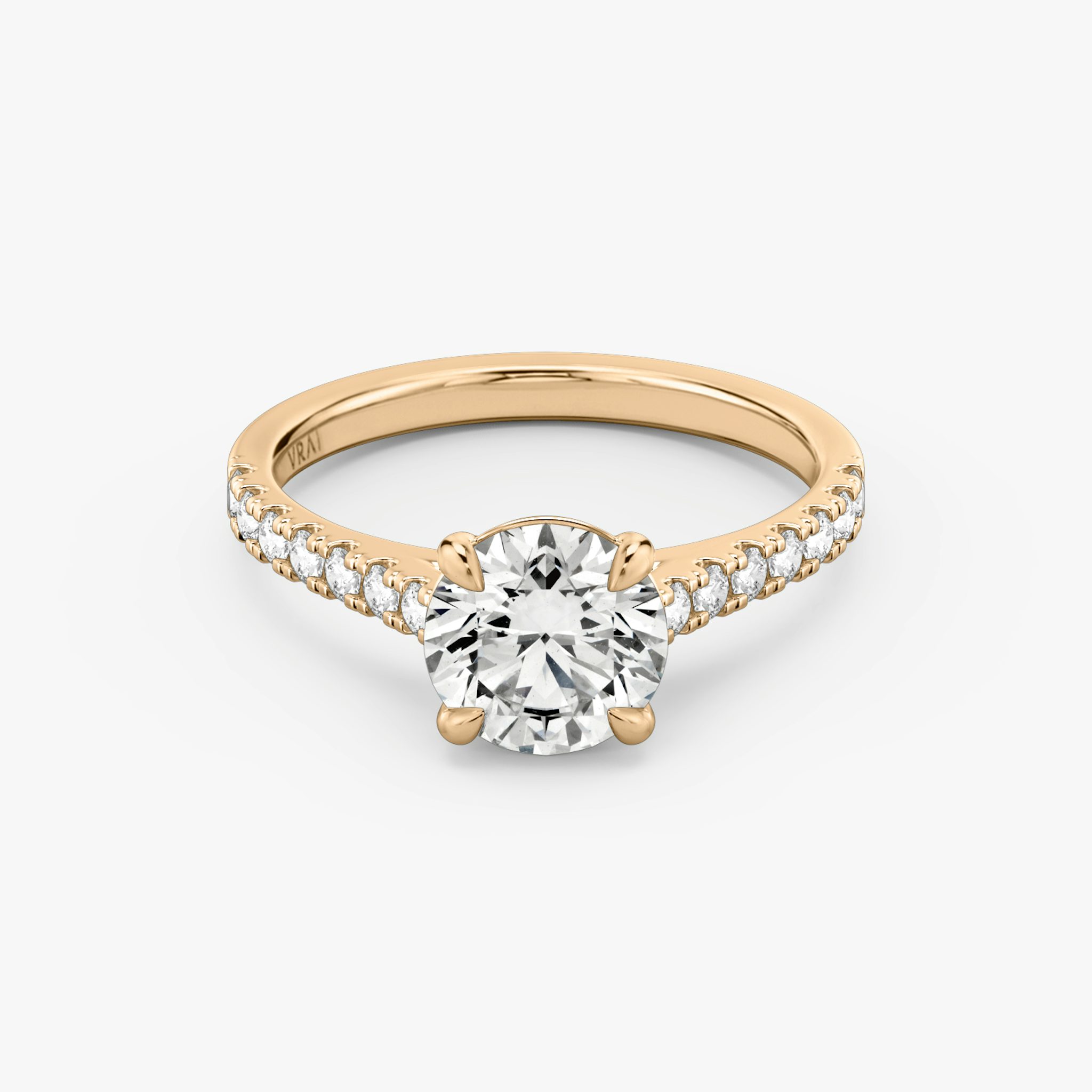 The Cathedral | Round Brilliant | 14k | Rose Gold | bandAccent: Pavé | caratWeight: other | diamondOrientation: vertical