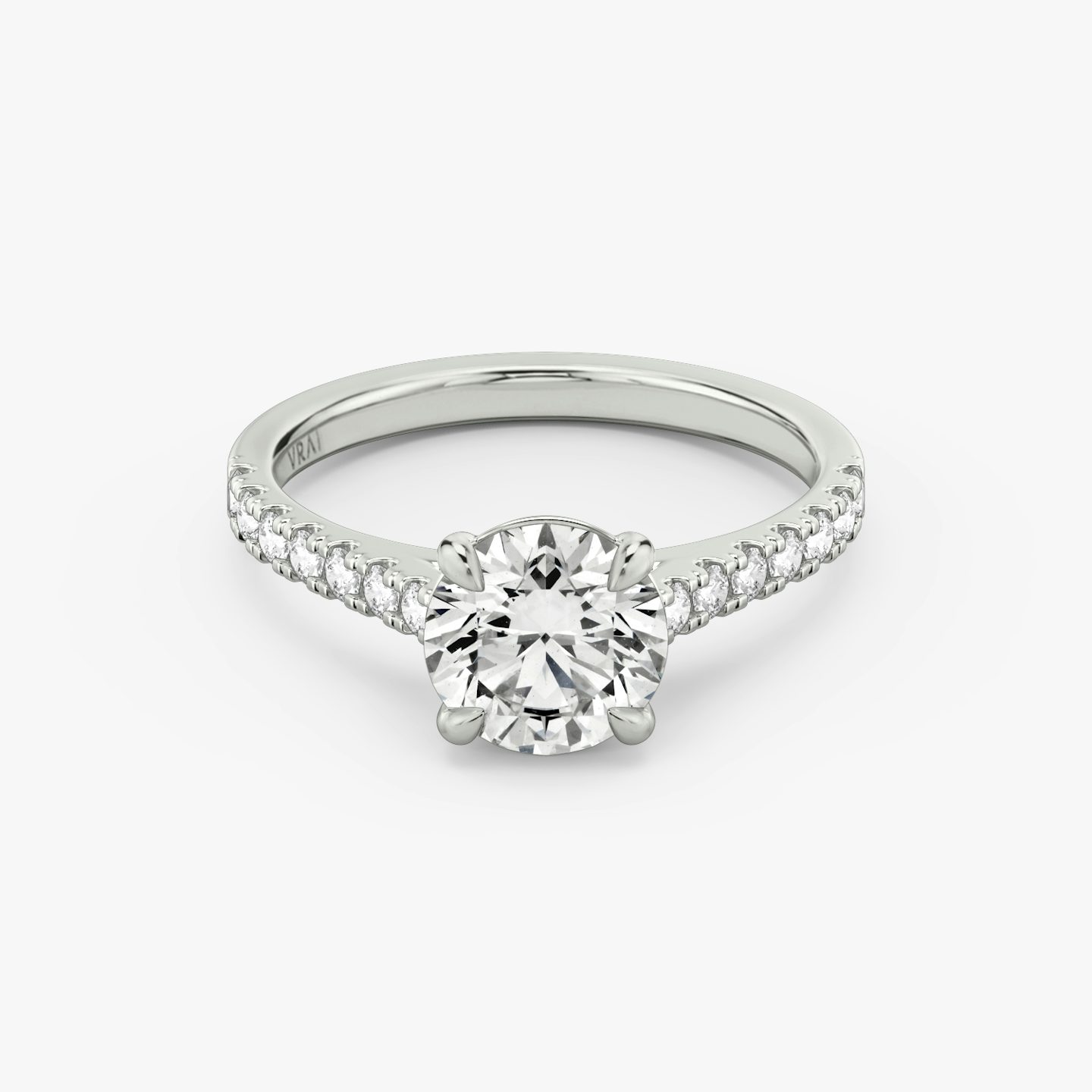 The Cathedral | Round Brilliant | Platinum | bandAccent: Pavé | caratWeight: 1.5ct | diamondOrientation: vertical